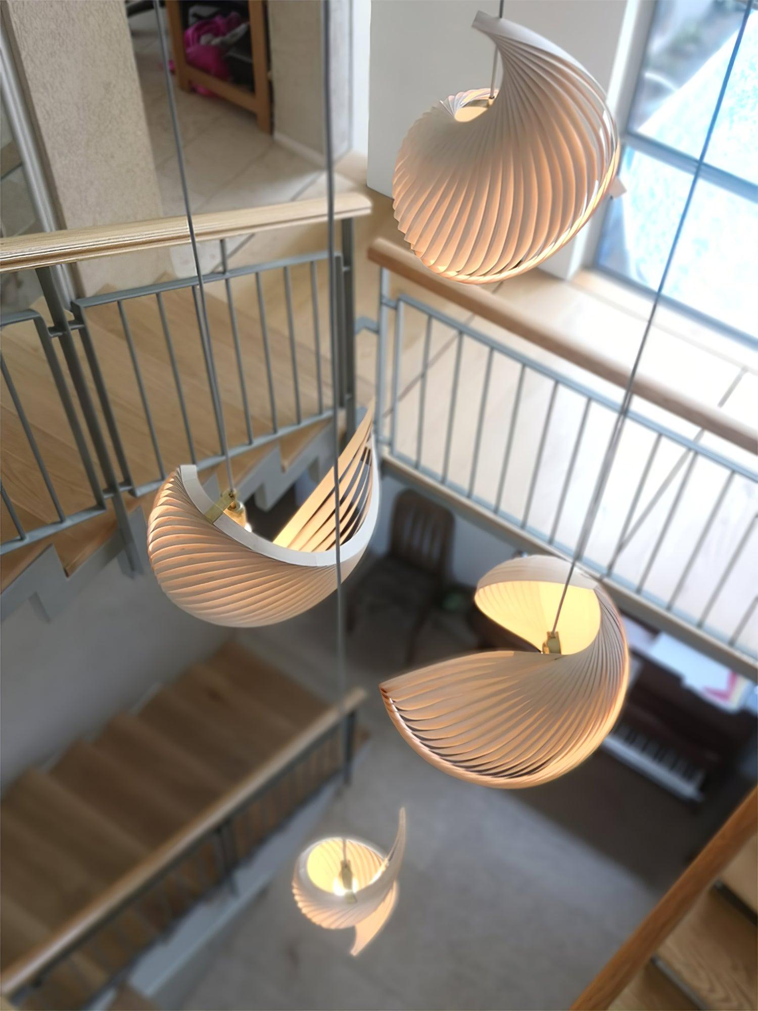 Cumiror Postmodern Luxury Shell Wood Wood Pendant Light - Letslighting