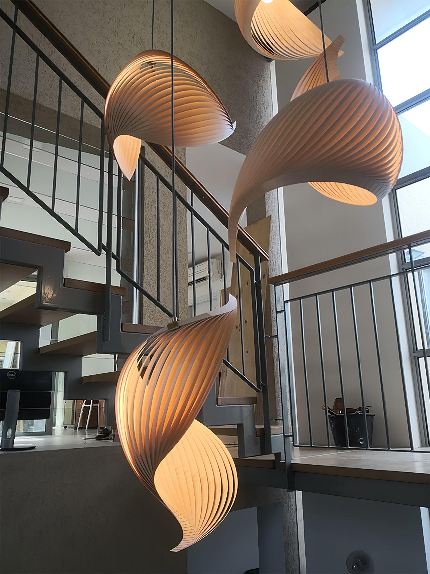 Cumiror Postmodern Luxury Shell Wood Wood Pendant Light - Letslighting