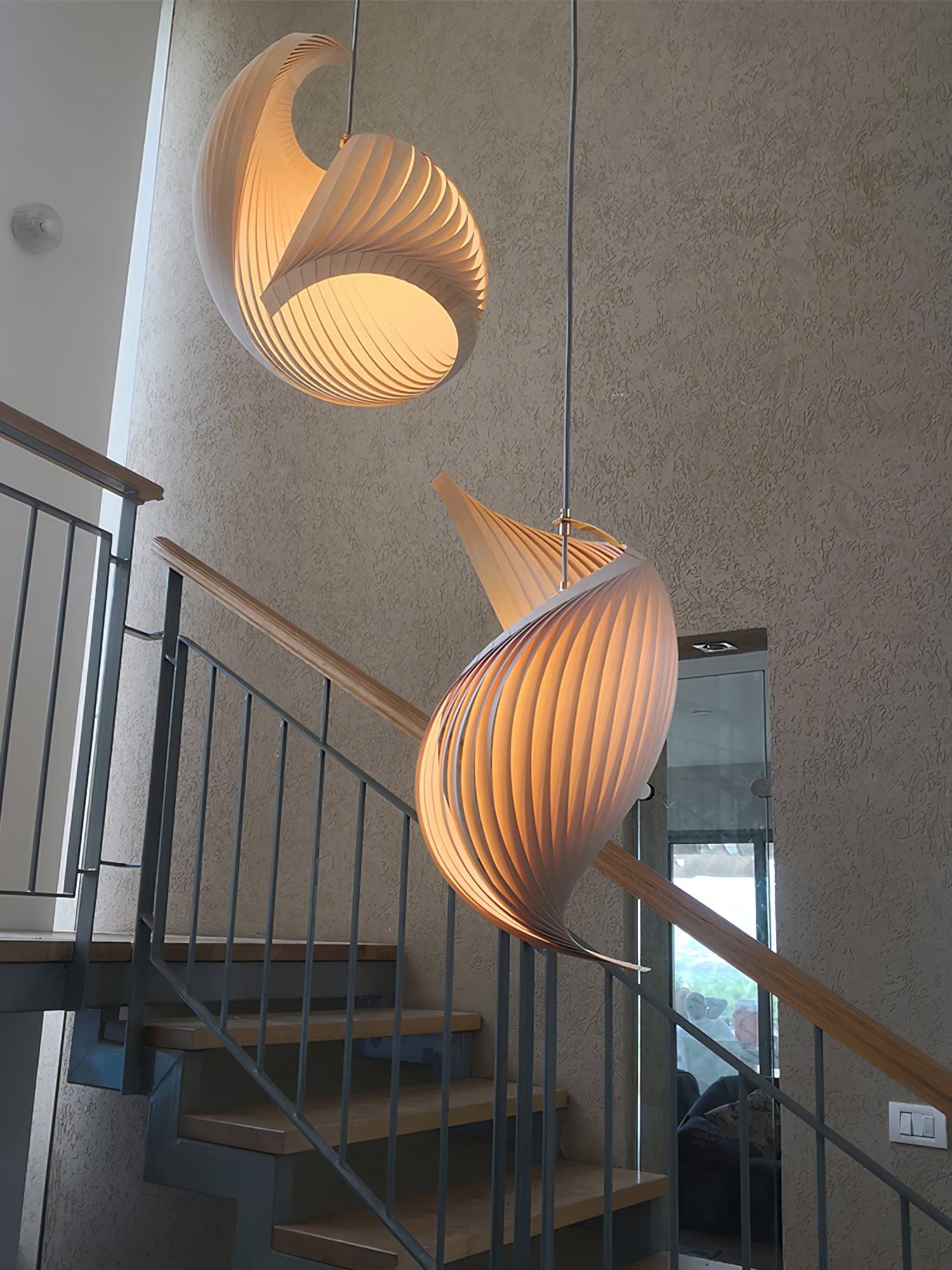 Cumiror Postmodern Luxury Shell Wood Wood Pendant Light - Letslighting