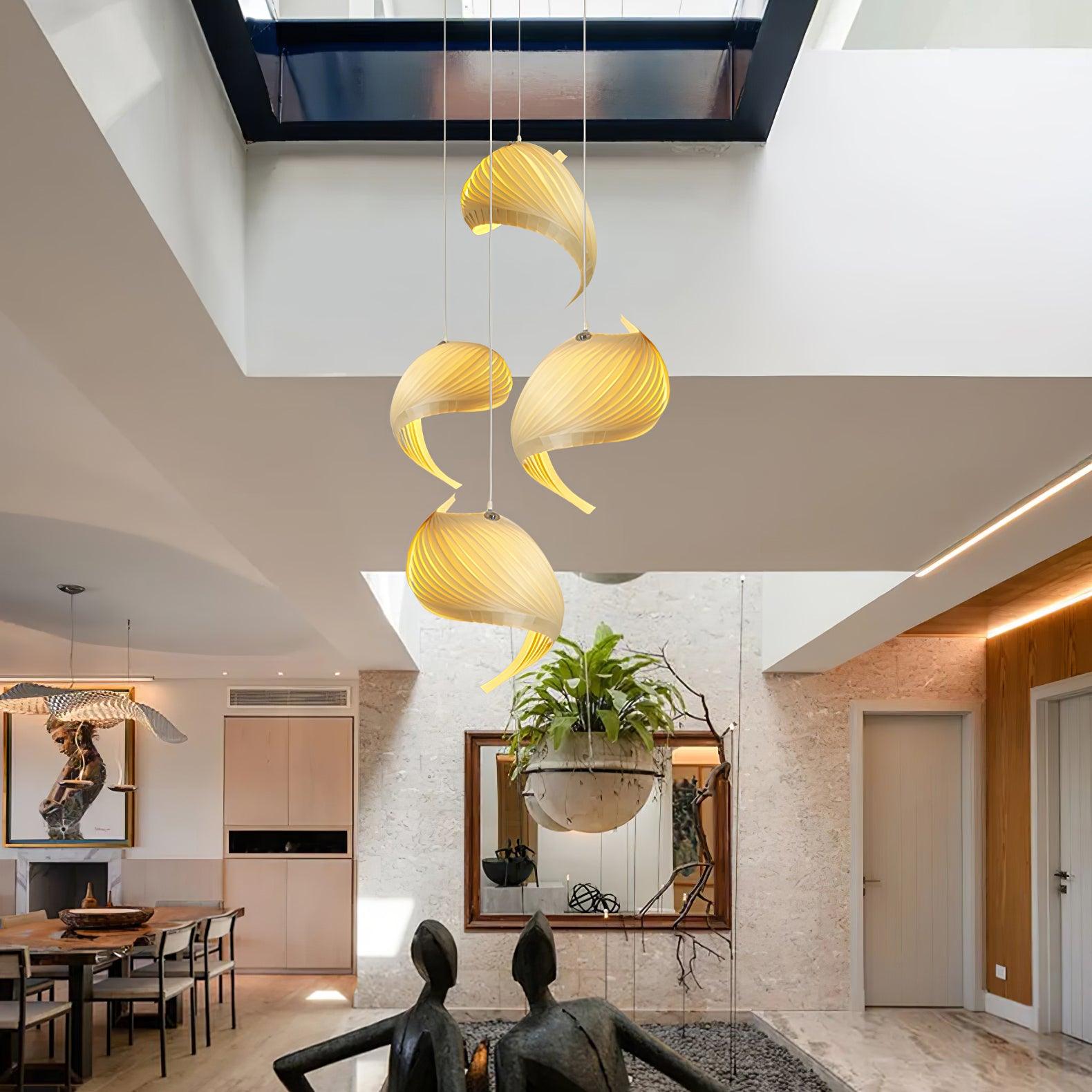 Cumiror Postmodern Luxury Shell Wood Wood Pendant Light - Letslighting