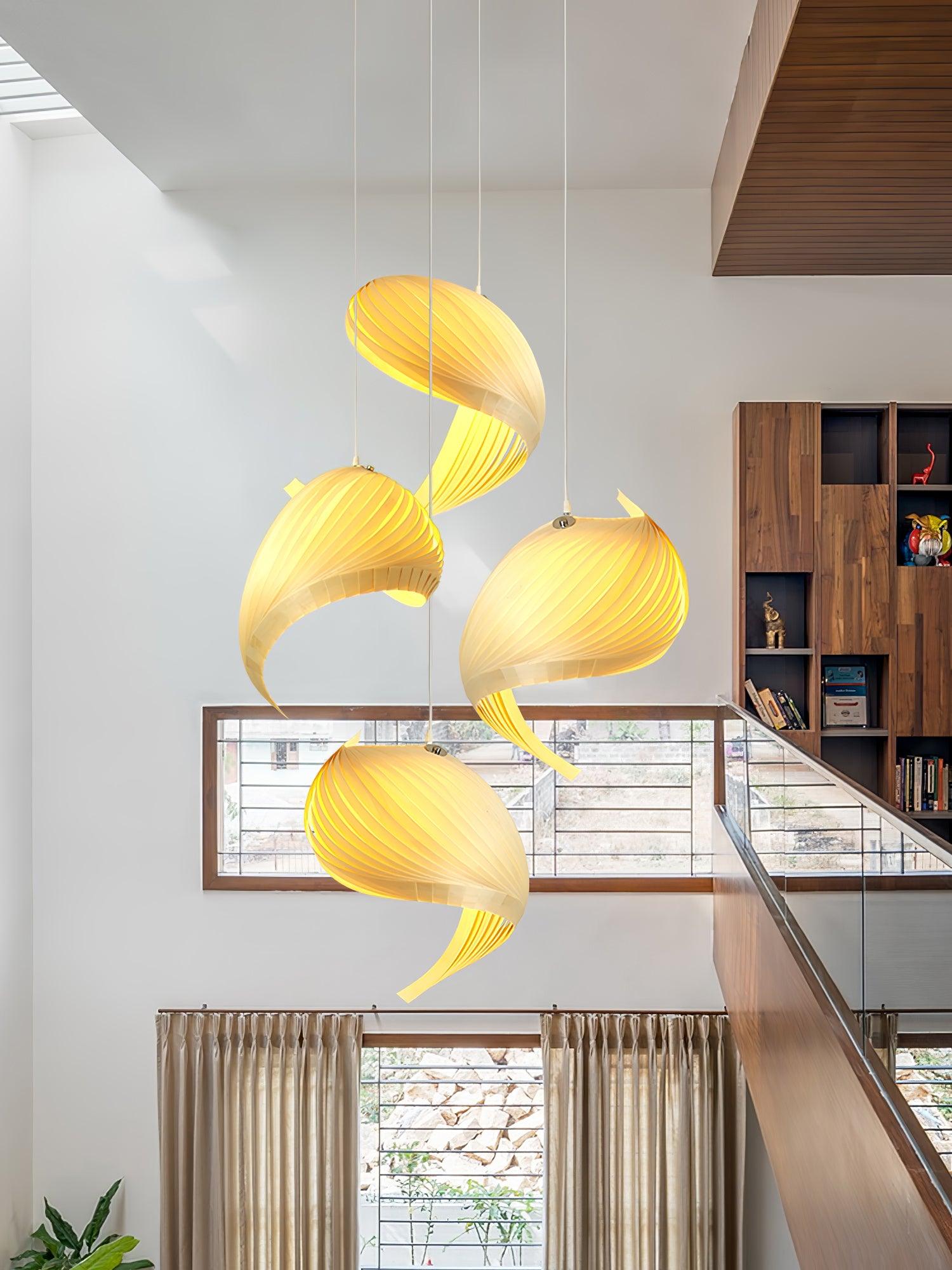 Cumiror Postmodern Luxury Shell Wood Wood Pendant Light - Letslighting