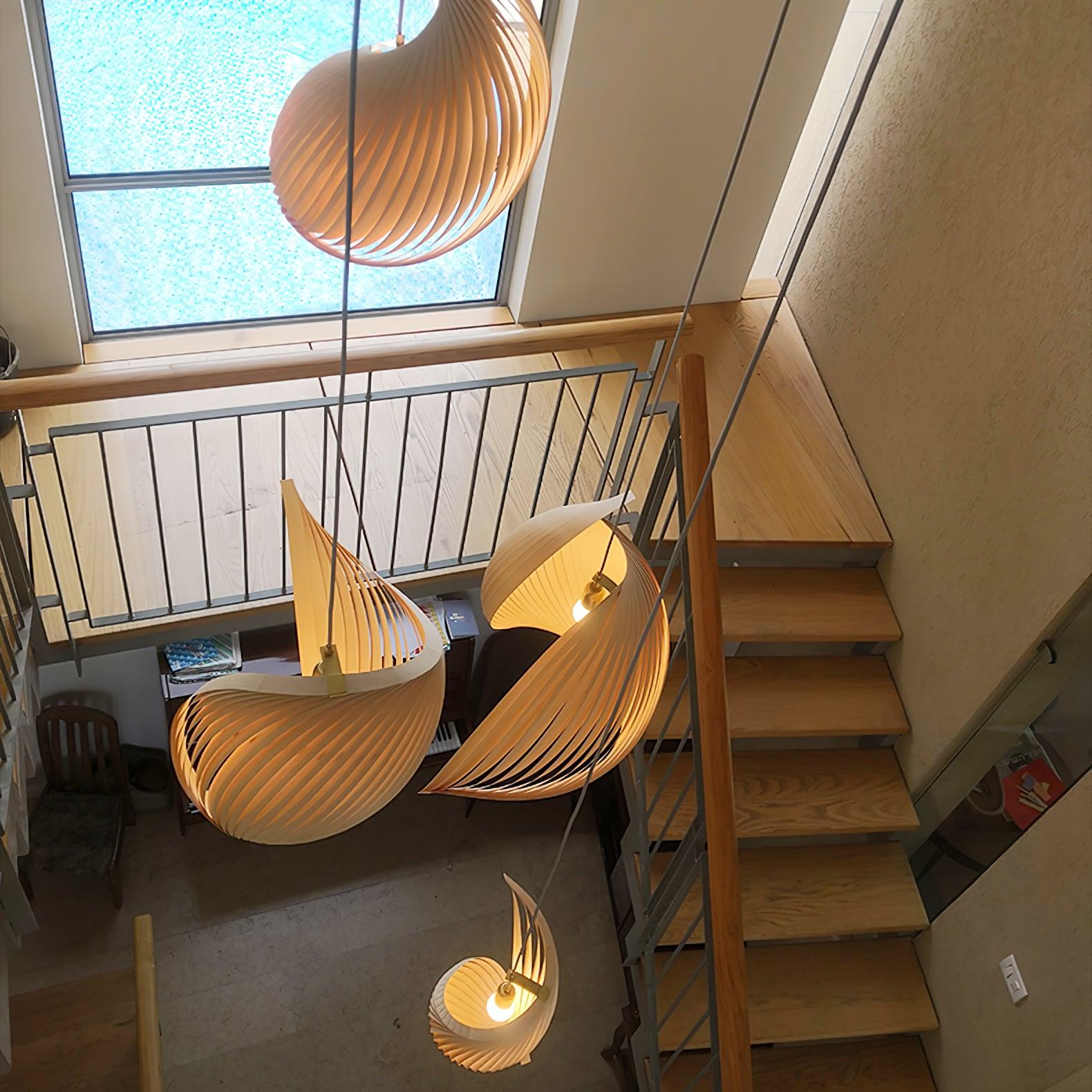 Cumiror Postmodern Luxury Shell Wood Wood Pendant Light - Letslighting