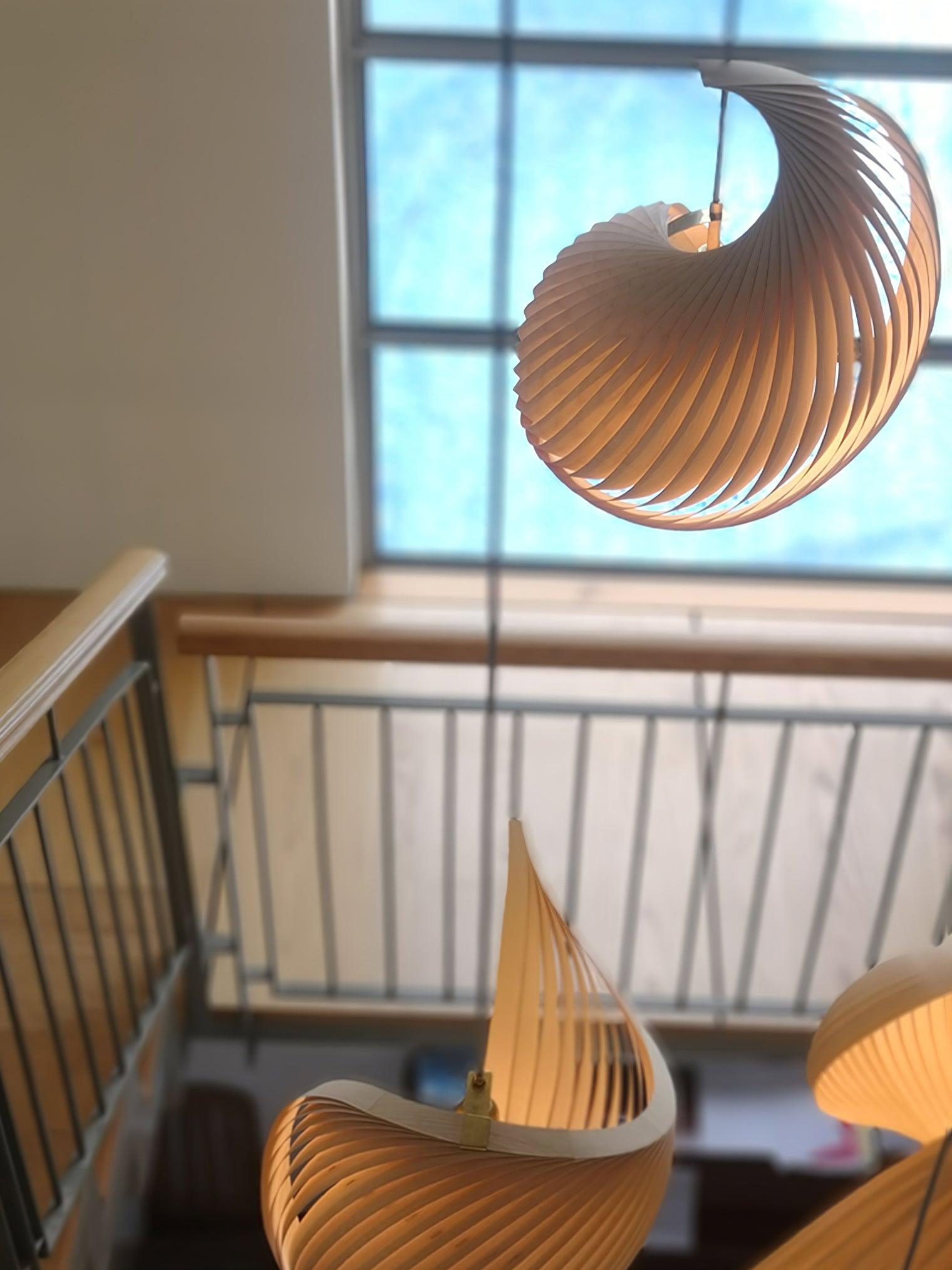 Cumiror Postmodern Luxury Shell Wood Wood Pendant Light - Letslighting