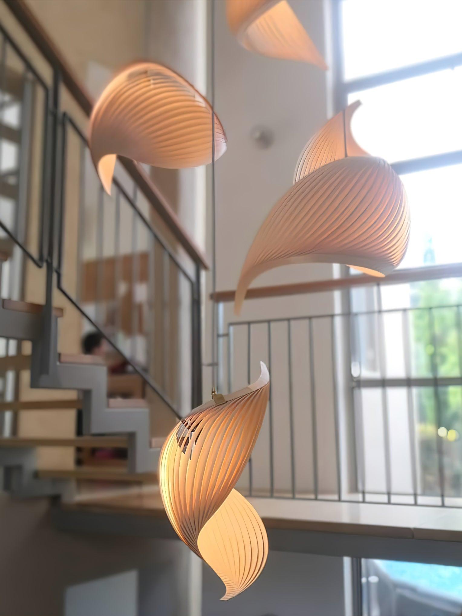 Cumiror Postmodern Luxury Shell Wood Wood Pendant Light - Letslighting