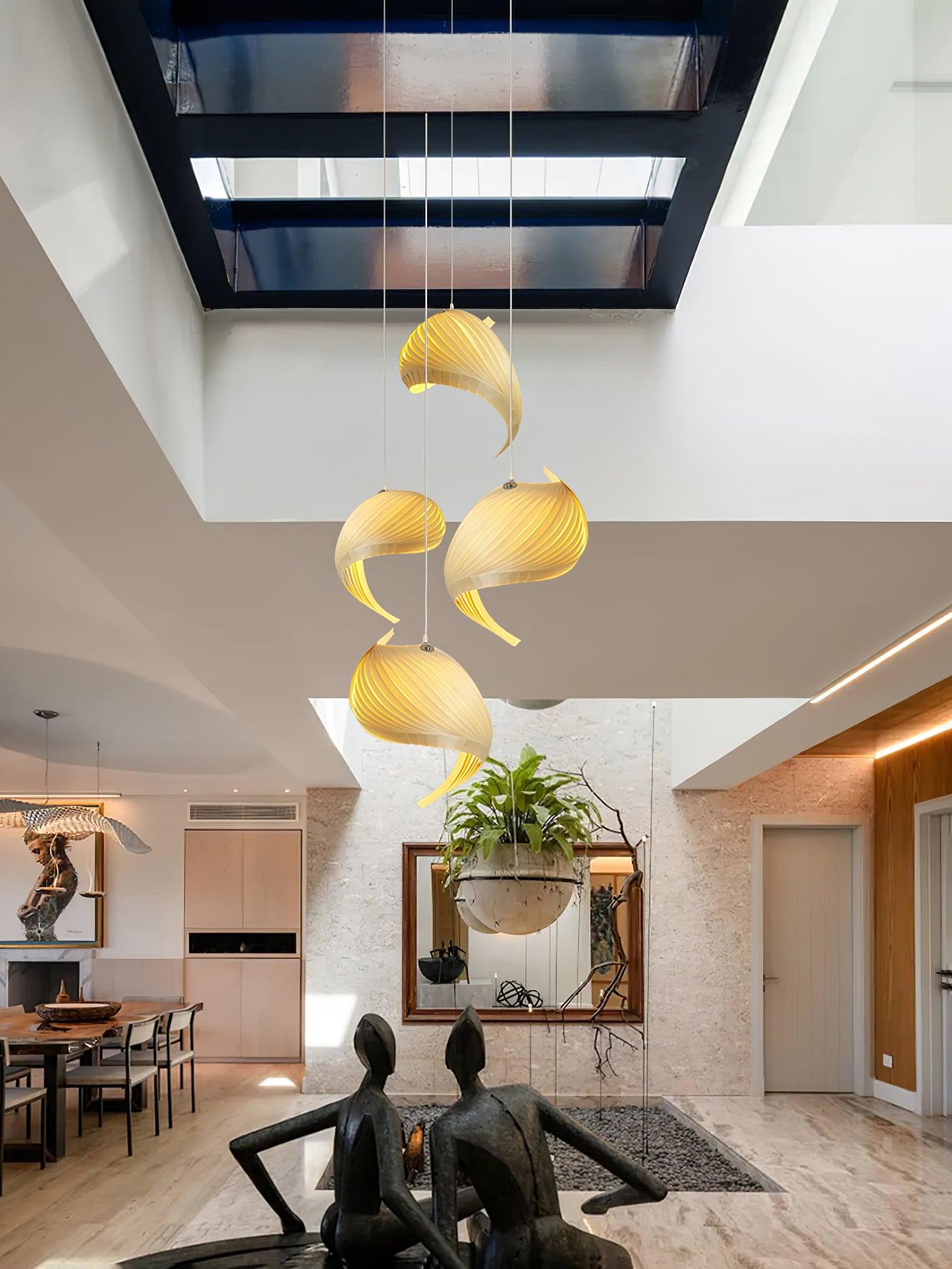 Cumiror Postmodern Luxury Shell Wood Wood Pendant Light - Letslighting