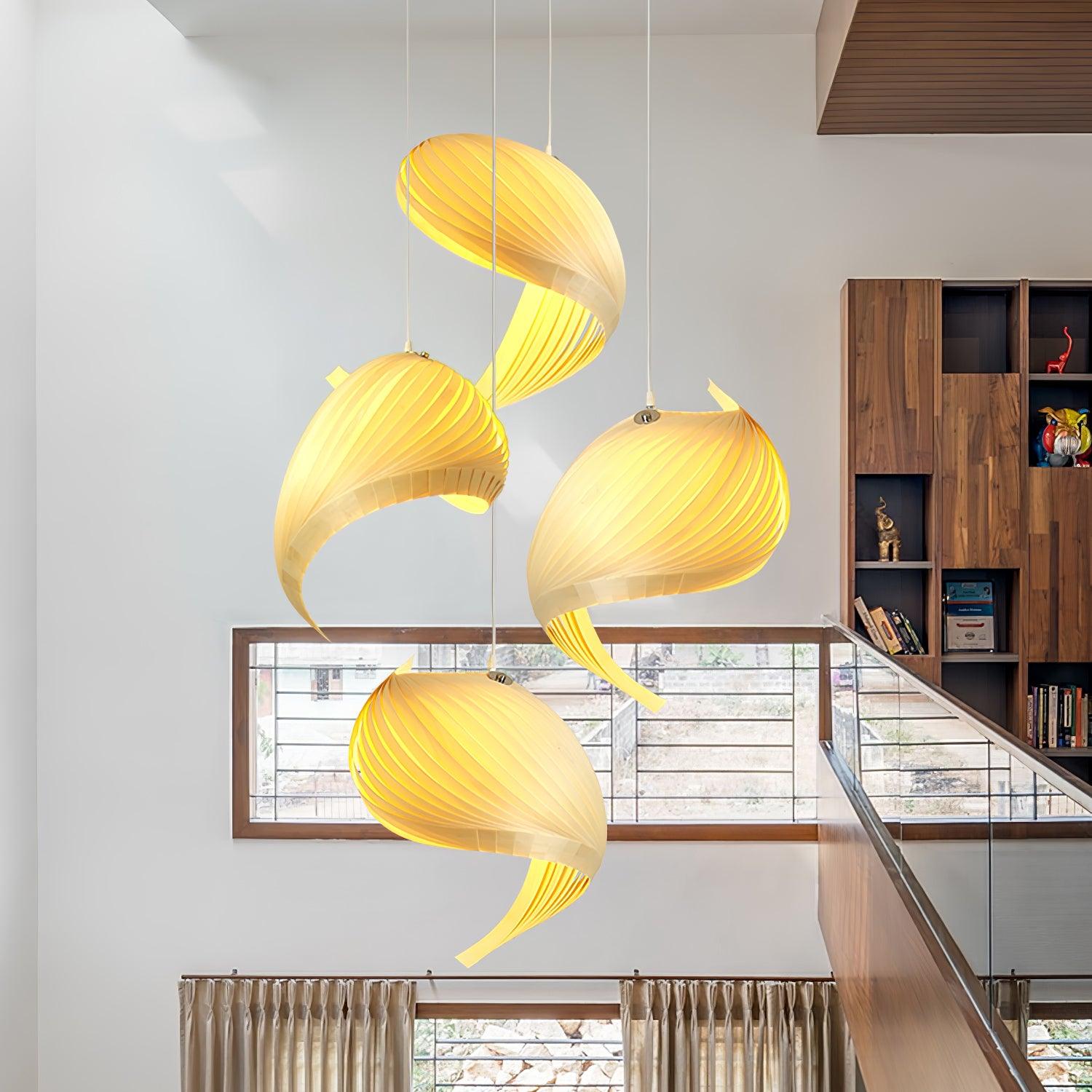 Cumiror Postmodern Luxury Shell Wood Wood Pendant Light - Letslighting