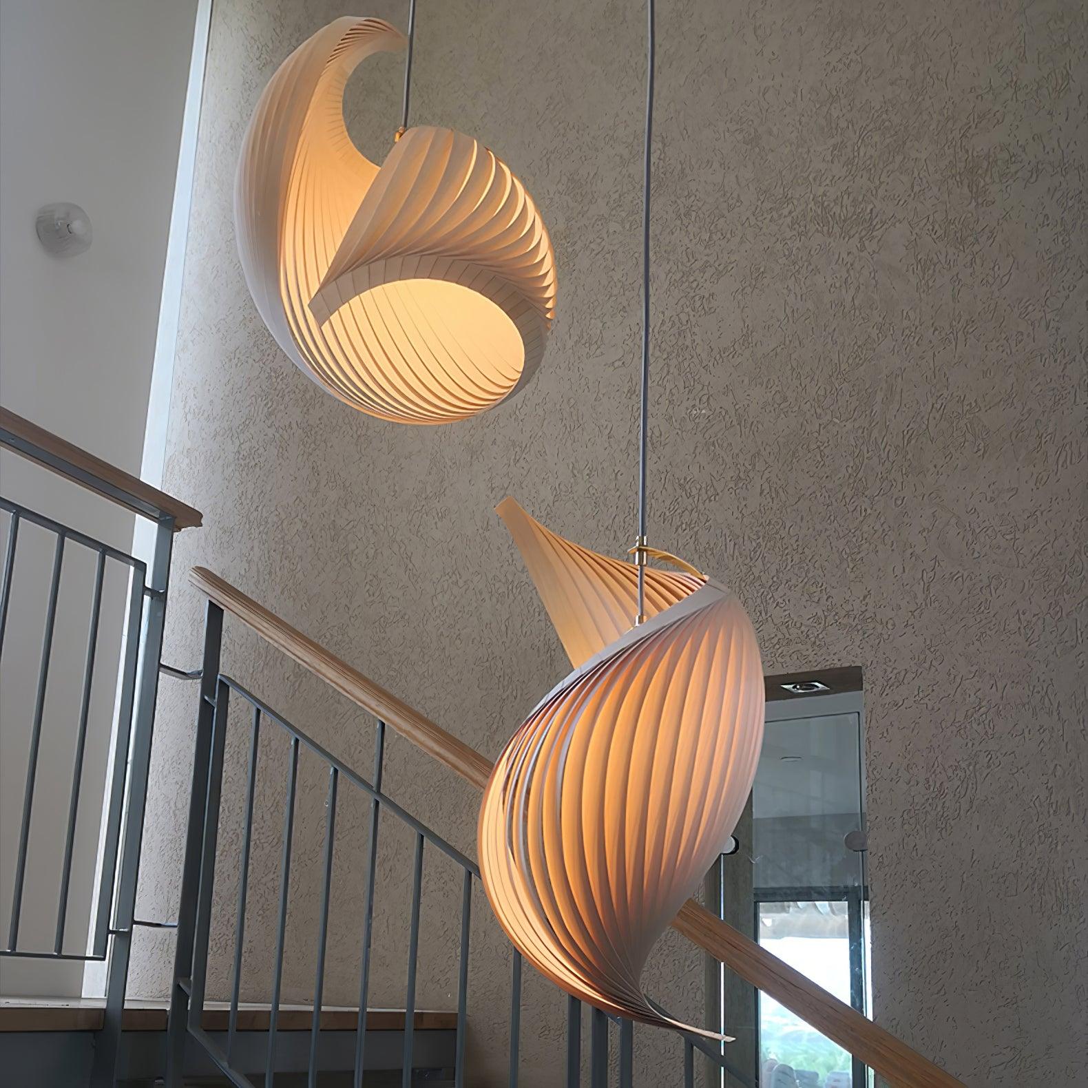 Cumiror Postmodern Luxury Shell Wood Wood Pendant Light - Letslighting