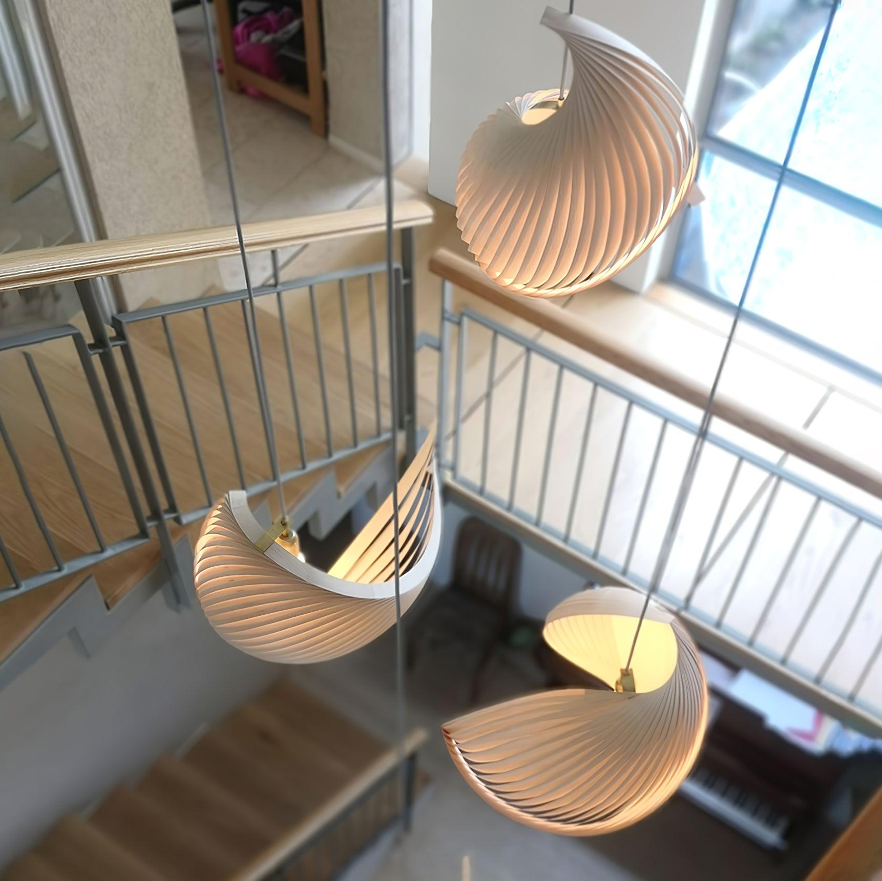 Cumiror Postmodern Luxury Shell Wood Wood Pendant Light - Letslighting