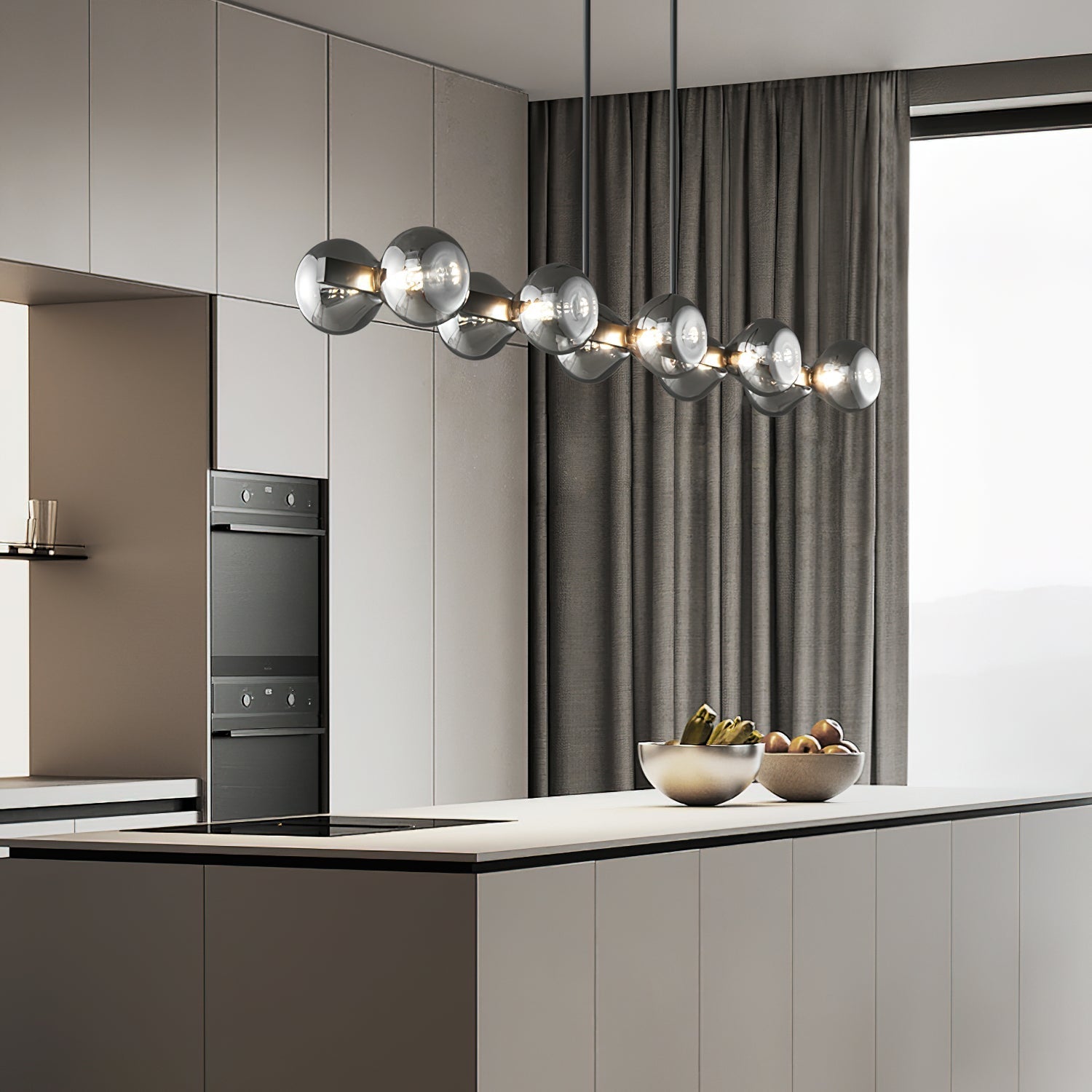 Lustra Chandelier Black Frame Smoked Glass Bold - Letslighting