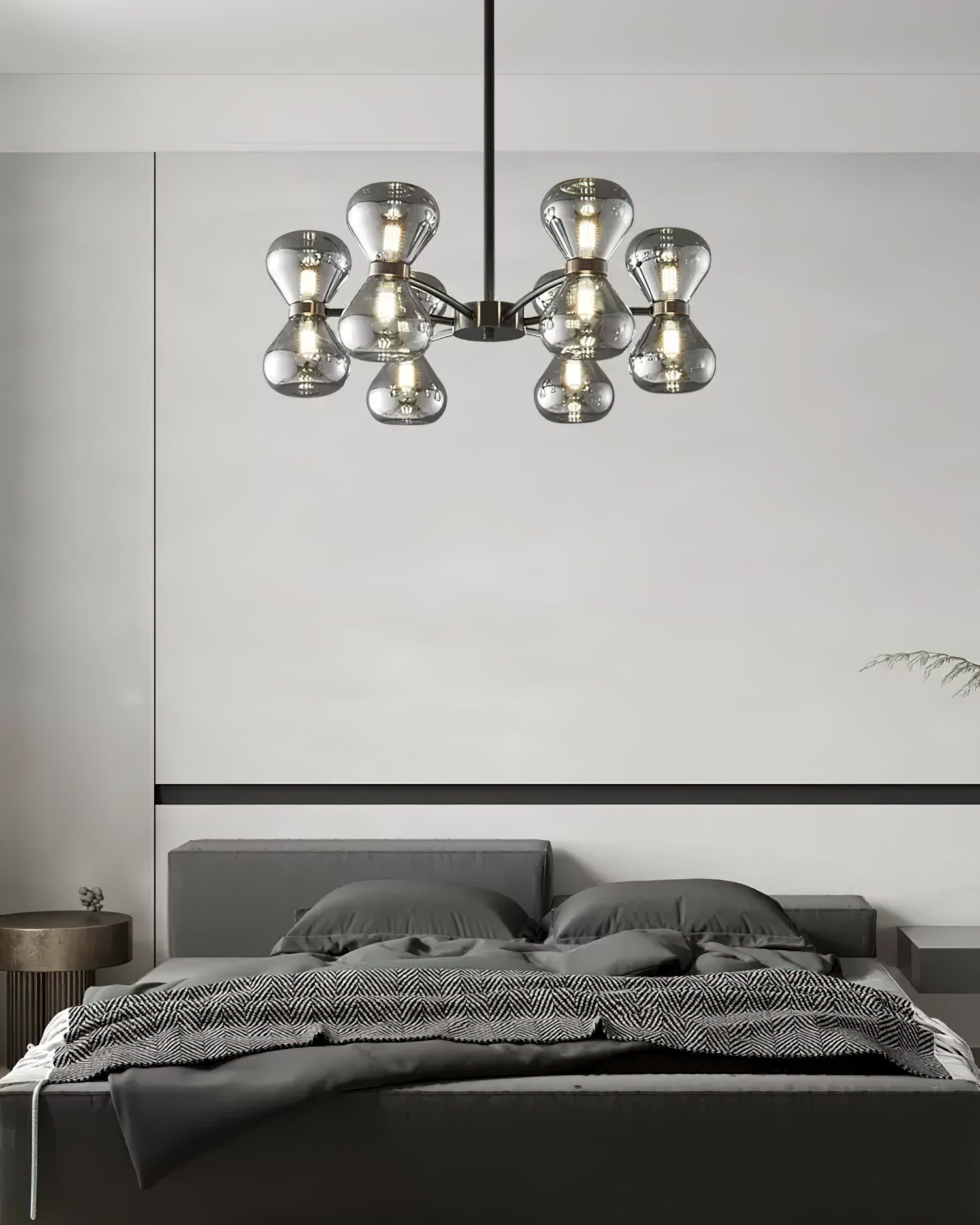 Lustra Chandelier Black Frame Smoked Glass Bold - Letslighting