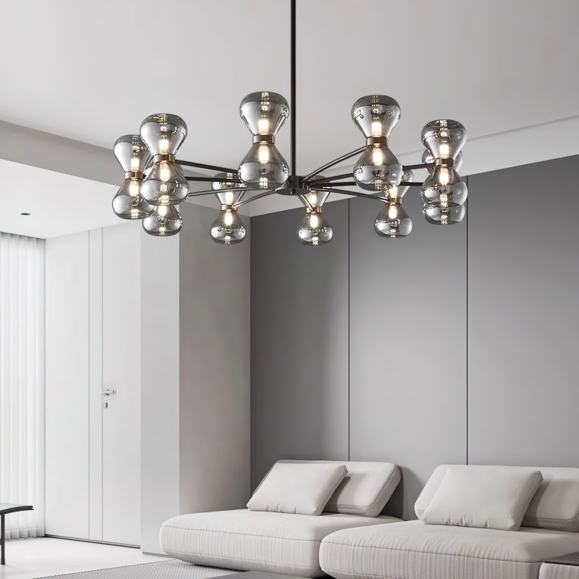 Lustra Chandelier Black Frame Smoked Glass Bold - Letslighting