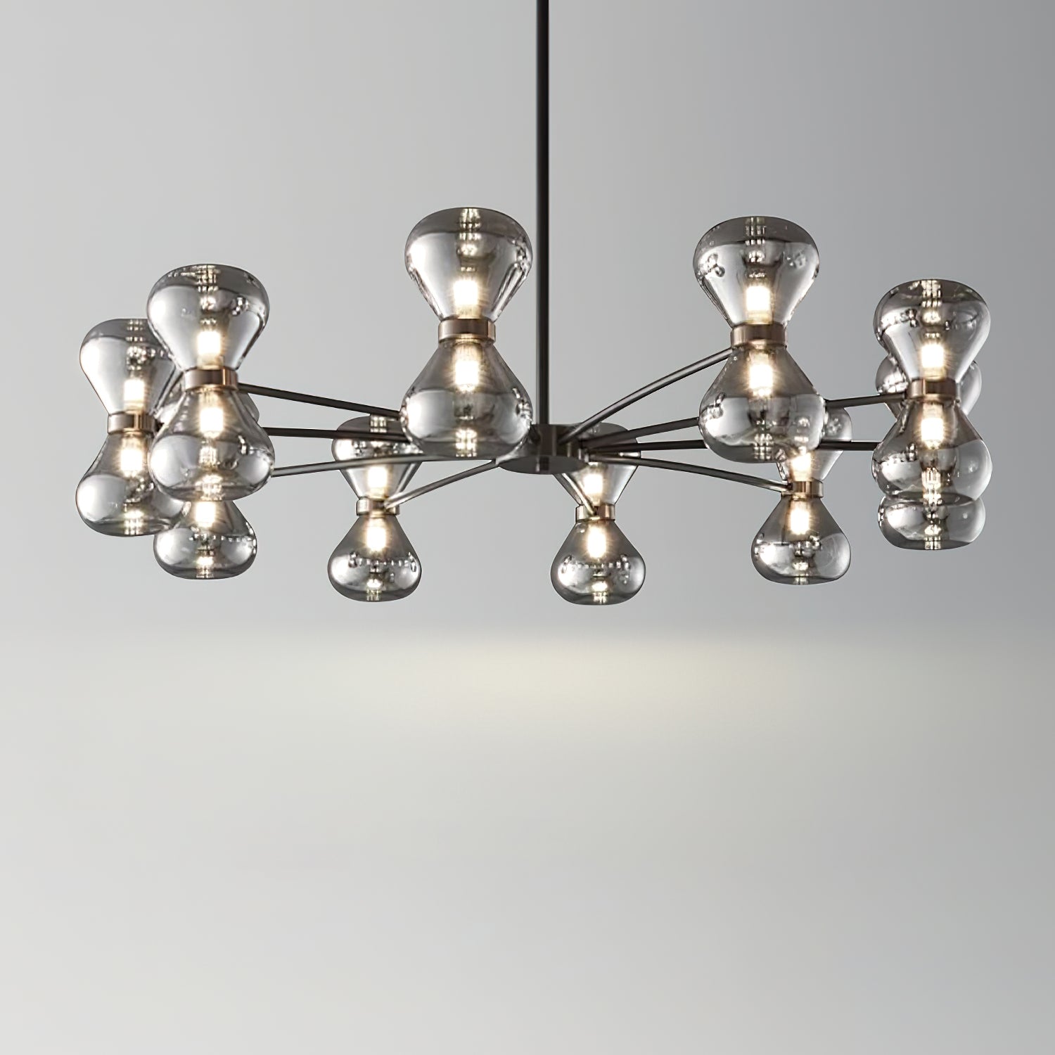 Lustra Chandelier Black Frame Smoked Glass Bold - Letslighting