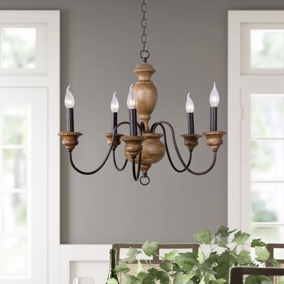 Evvine Vintage Industrial Wood Chandelier - Letslighting