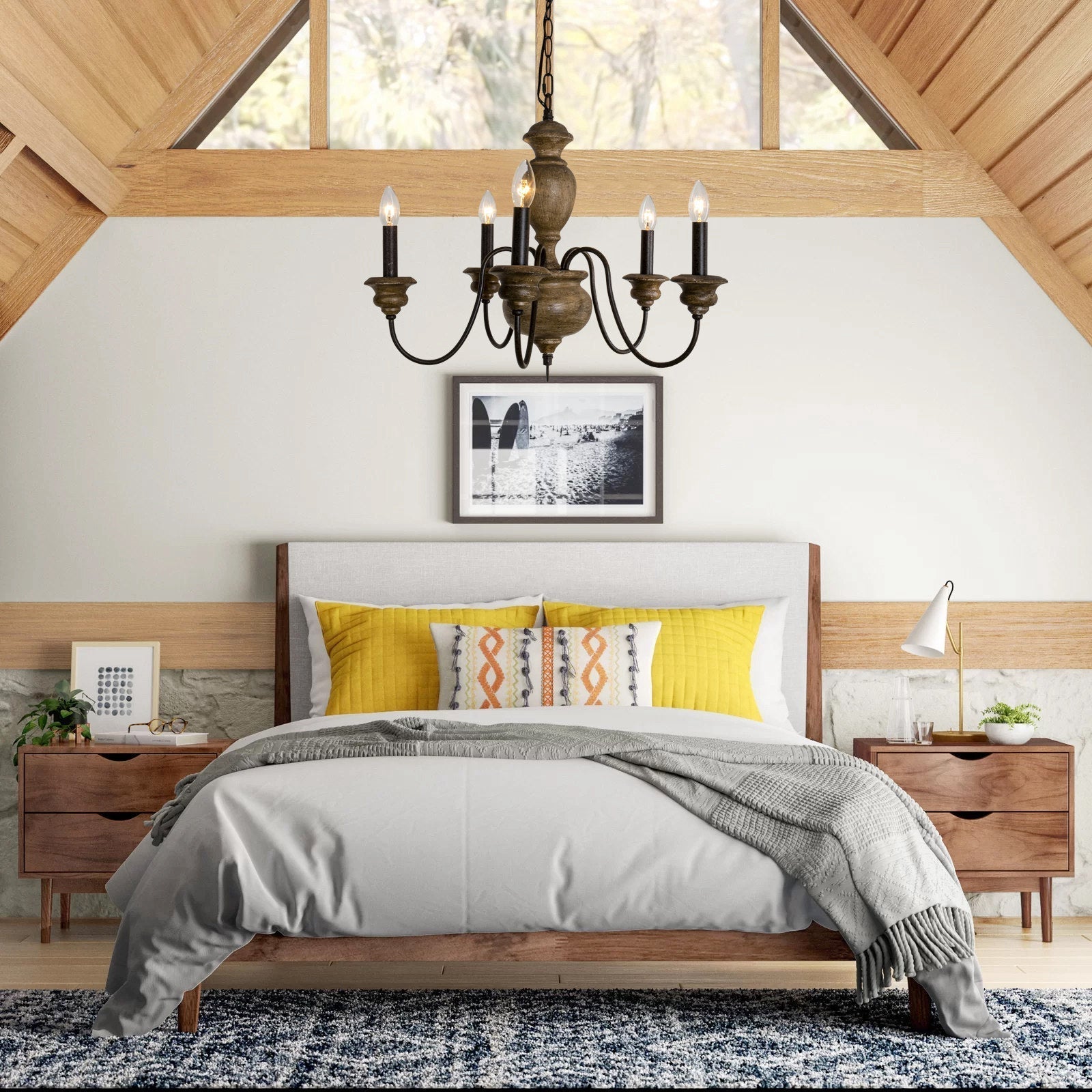 Evvine Vintage Industrial Wood Chandelier - Letslighting