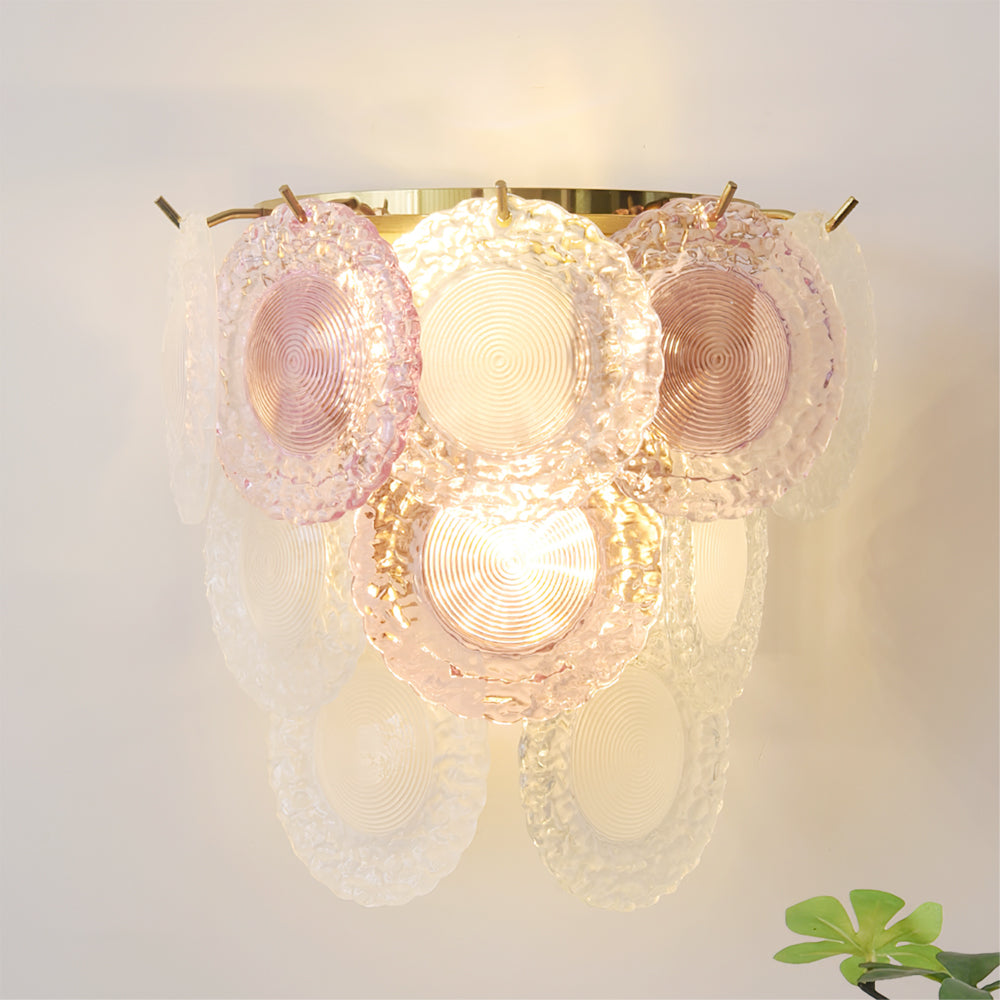 Nenufar Wall Lamp Pink And Gold Glass For Bedroom Ambiance - Letslighting
