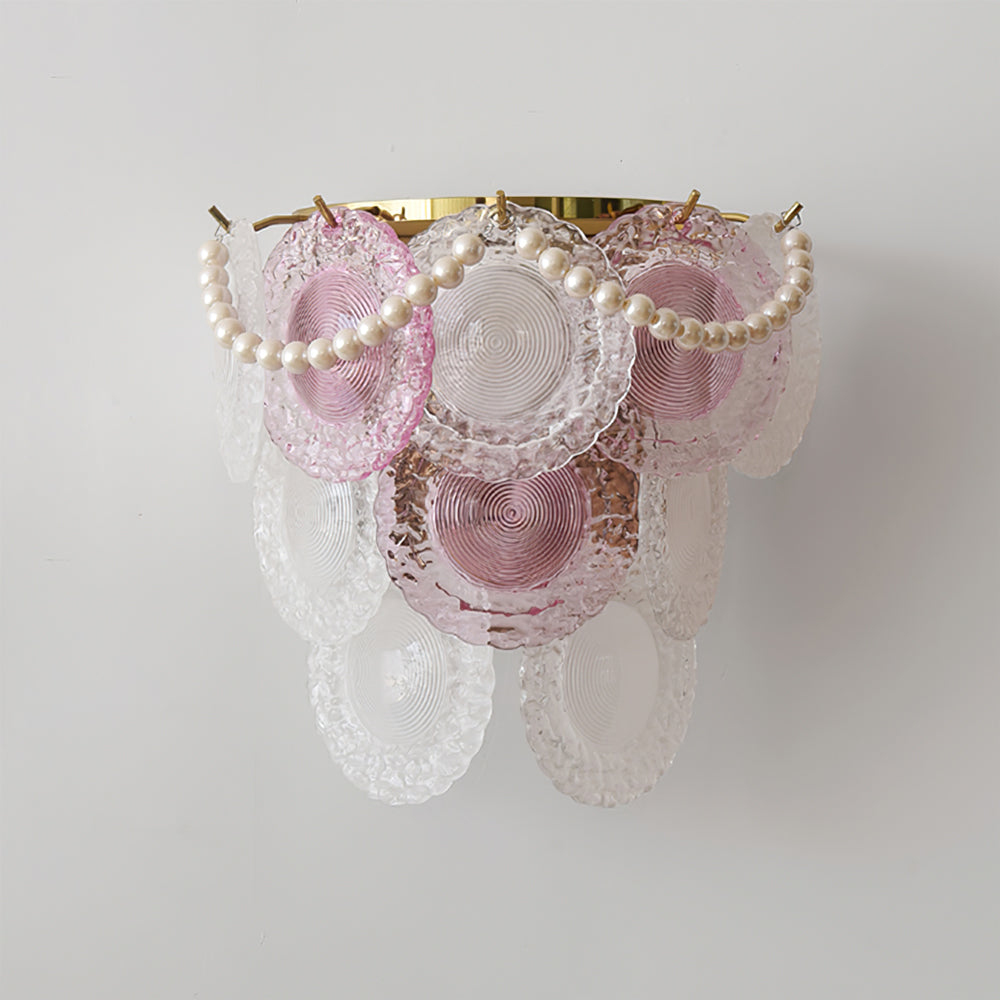 Nenufar Wall Lamp Pink And Gold Glass For Bedroom Ambiance - Letslighting