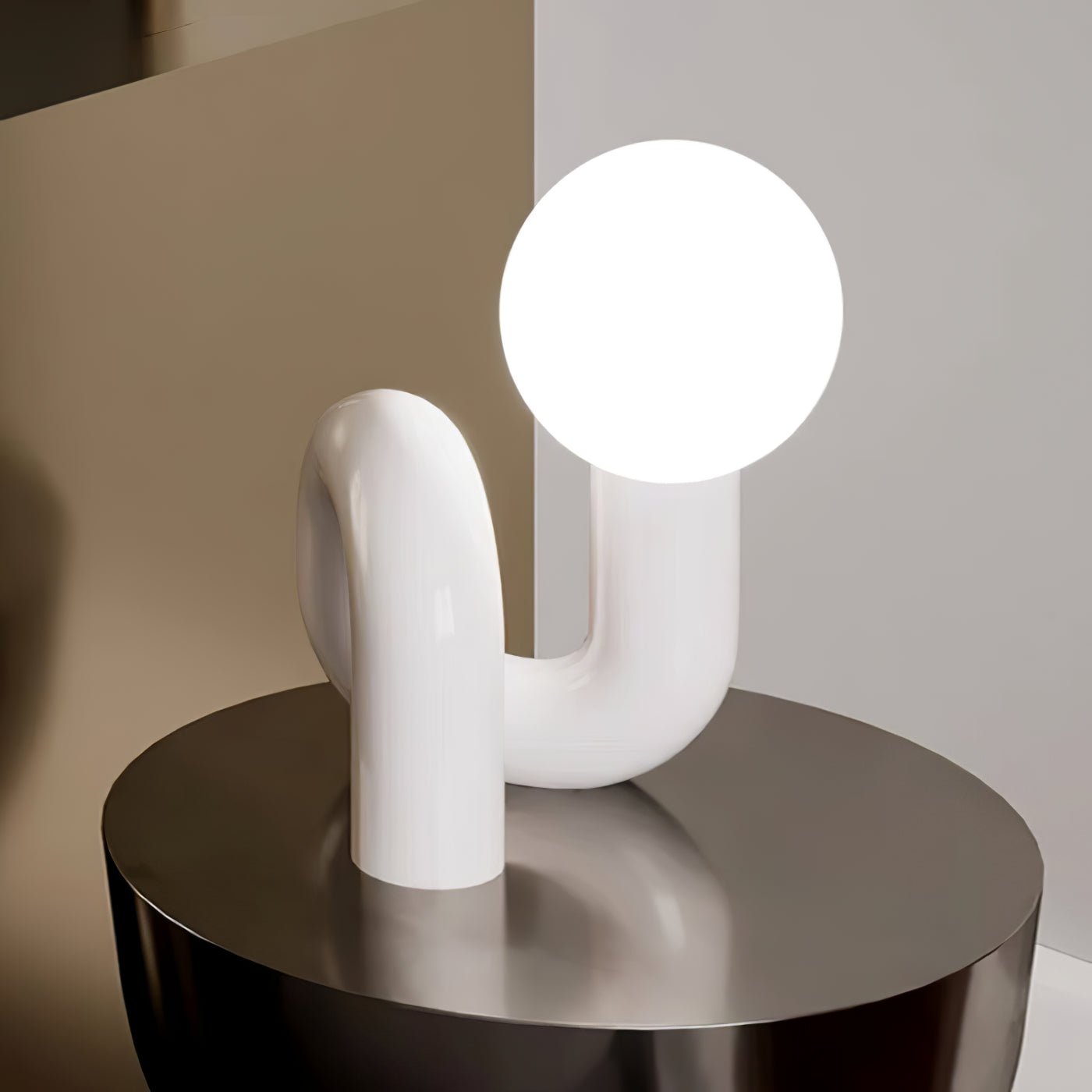 Table Lamp Playful N Shape All White - Letslighting