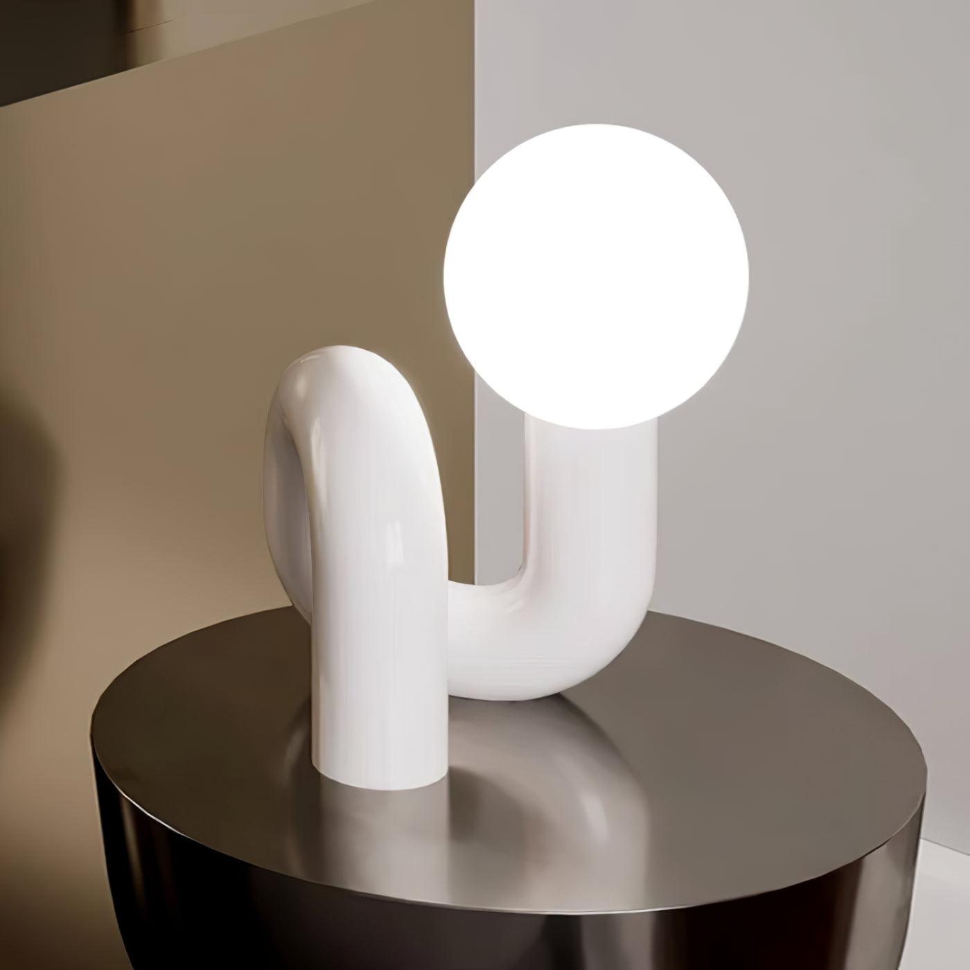 Table Lamp Playful N Shape All White - Letslighting