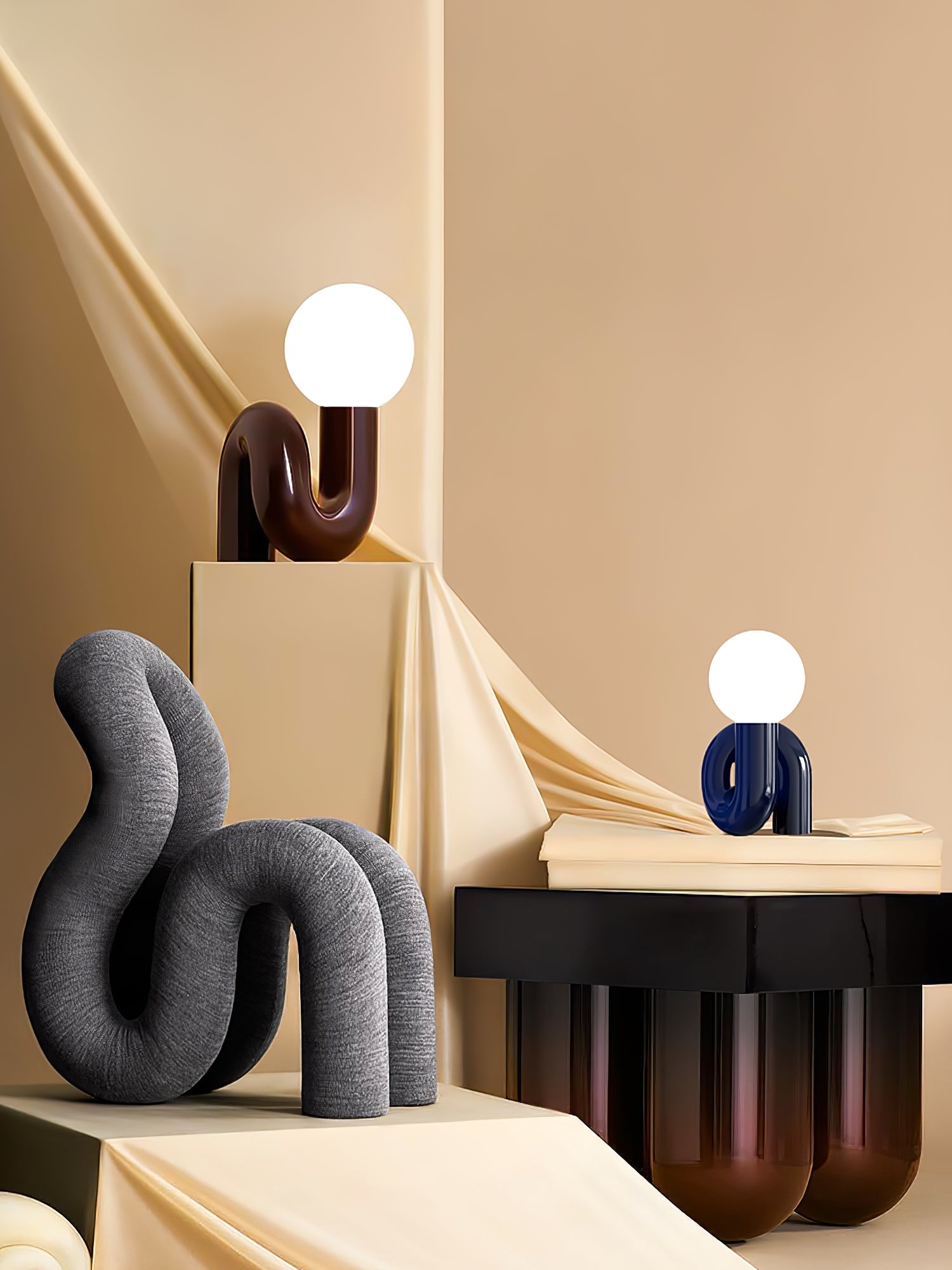 Table Lamp Playful N Shape All White - Letslighting