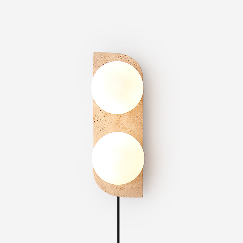Wall Lamp Travertine Plug-In with Dual Glass Globes Soft Glow - Letslighting