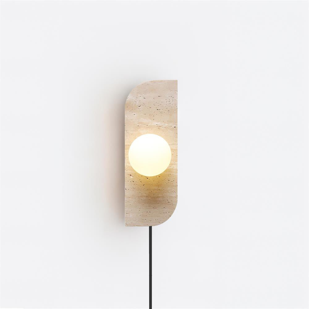 Wall Lamp Travertine Plug-In with Dual Glass Globes Soft Glow - Letslighting