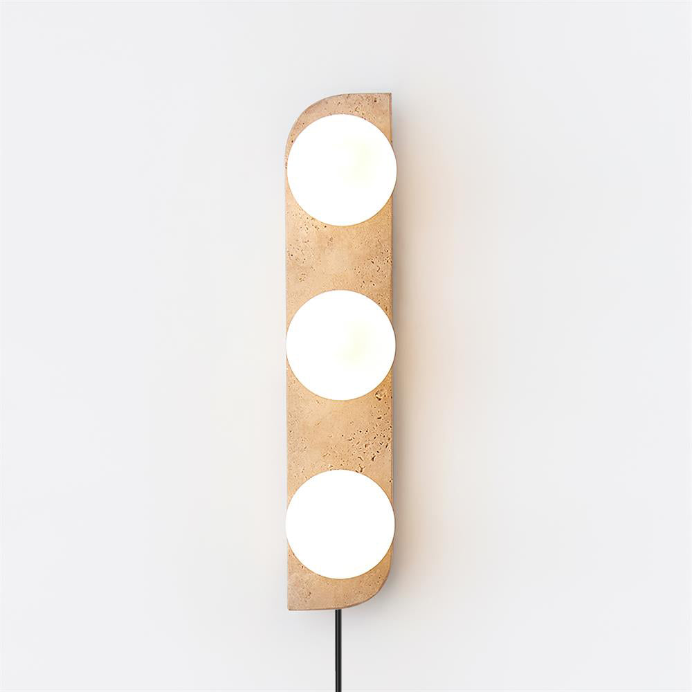Wall Lamp Travertine Plug-In with Dual Glass Globes Soft Glow - Letslighting