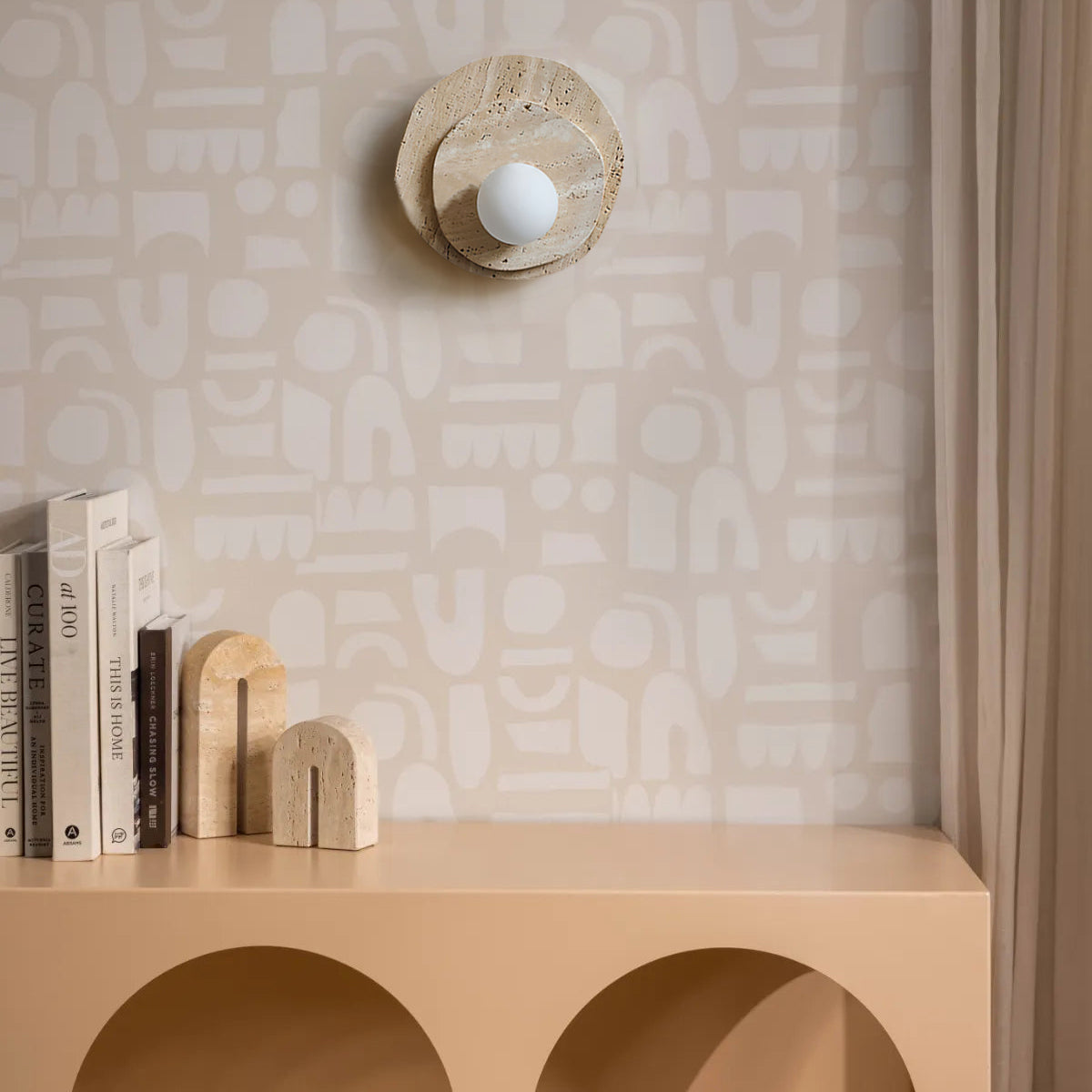 Neptune Wall Light Travertine Layered Wabi-sabi Aesthetics - Letslighting