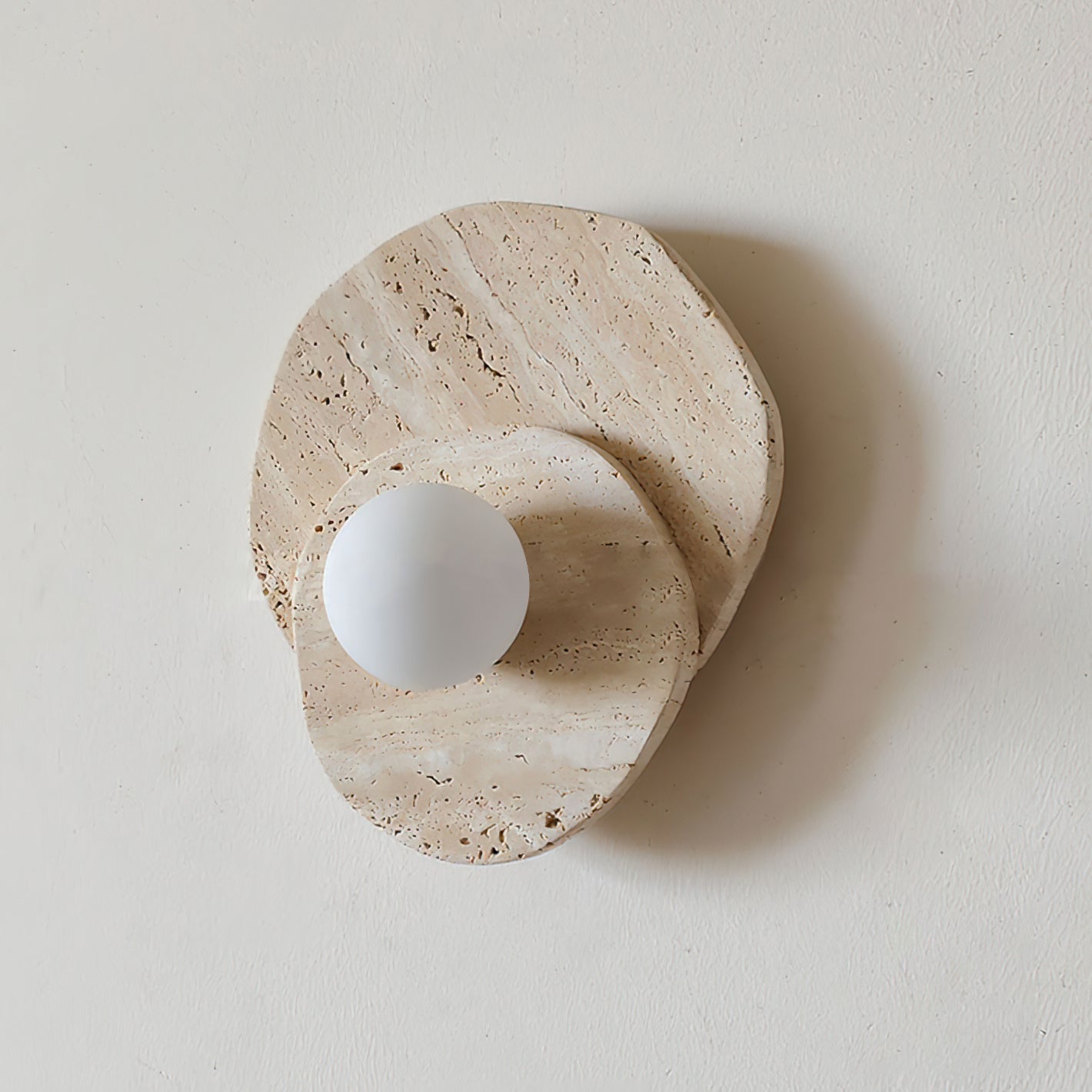 Neptune Wall Light Travertine Layered Wabi-sabi Aesthetics - Letslighting