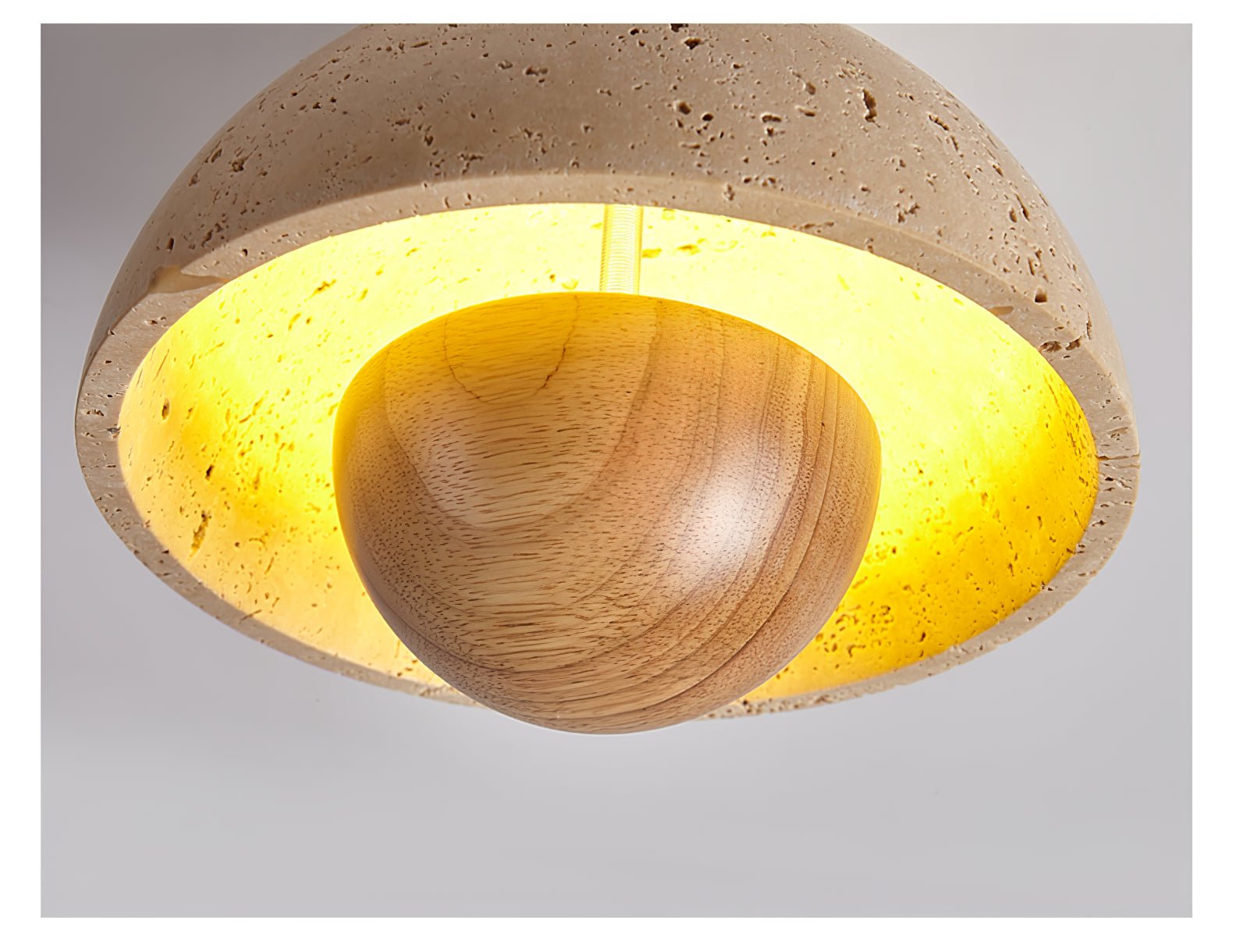 Nerio Modern Travertine & Wood Ceiling Light