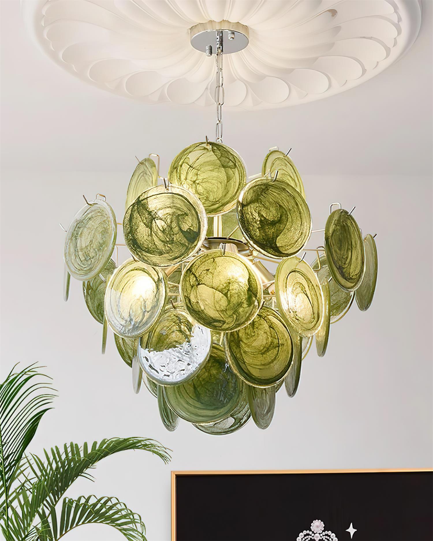 Neuvy Chandelier Iridescent Glass Discs - Letslighting