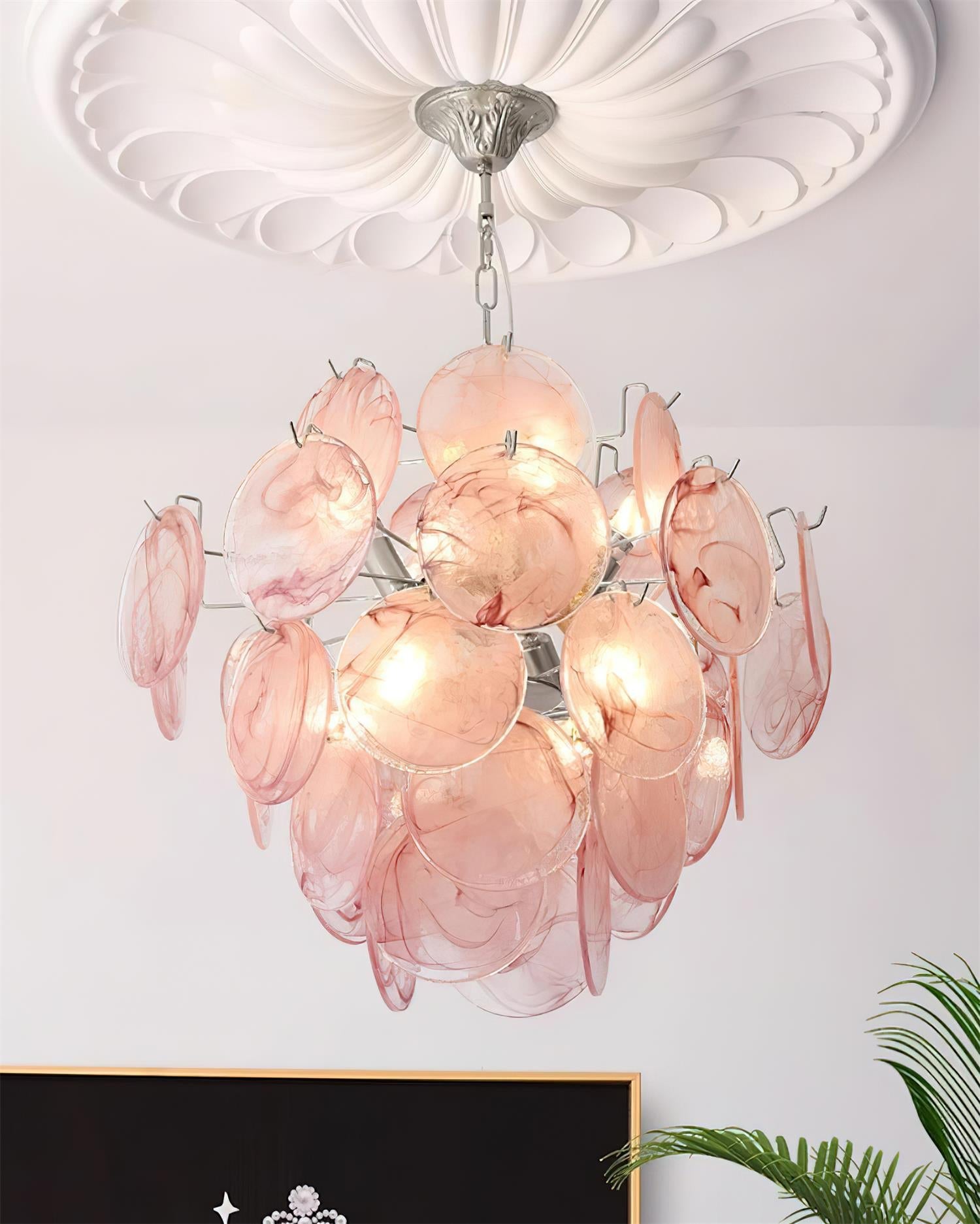 Neuvy Chandelier Iridescent Glass Discs - Letslighting