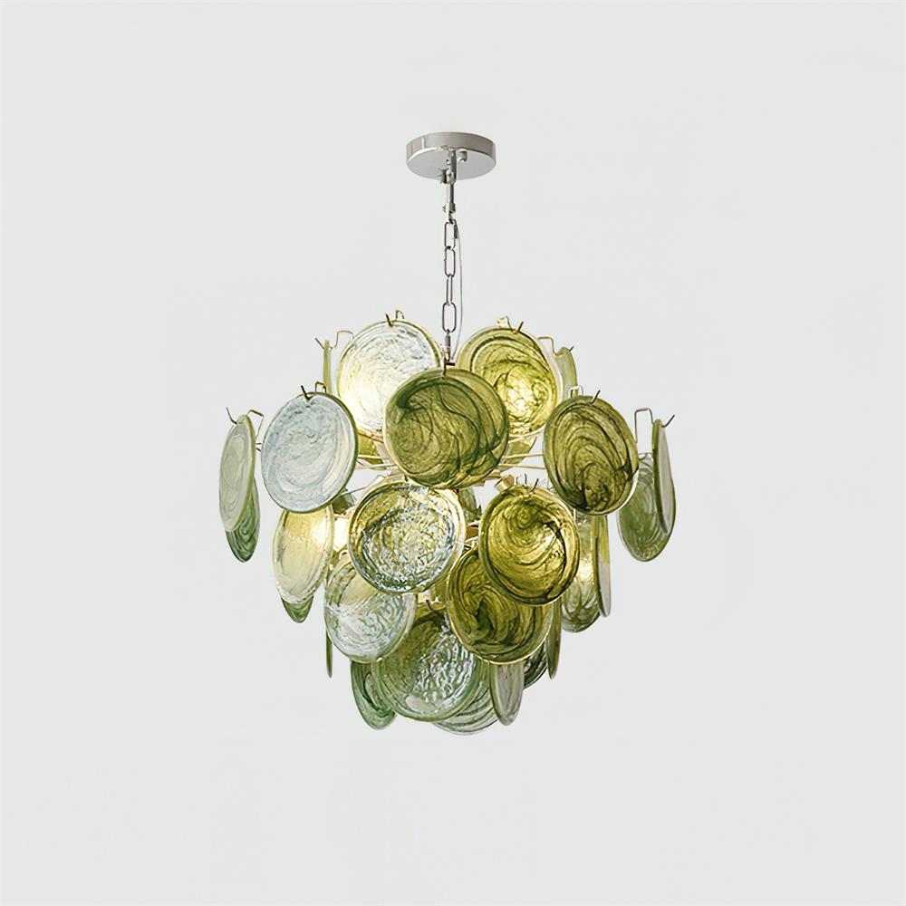 Neuvy Chandelier Iridescent Glass Discs - Letslighting