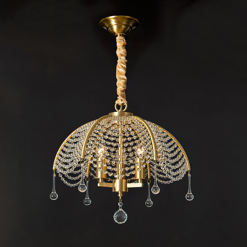 Neville Chandelier Brass Crystal Beads For Luxury Dining - Letslighting