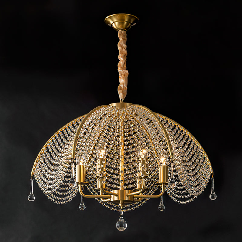 Neville Chandelier Brass Crystal Beads For Luxury Dining - Letslighting
