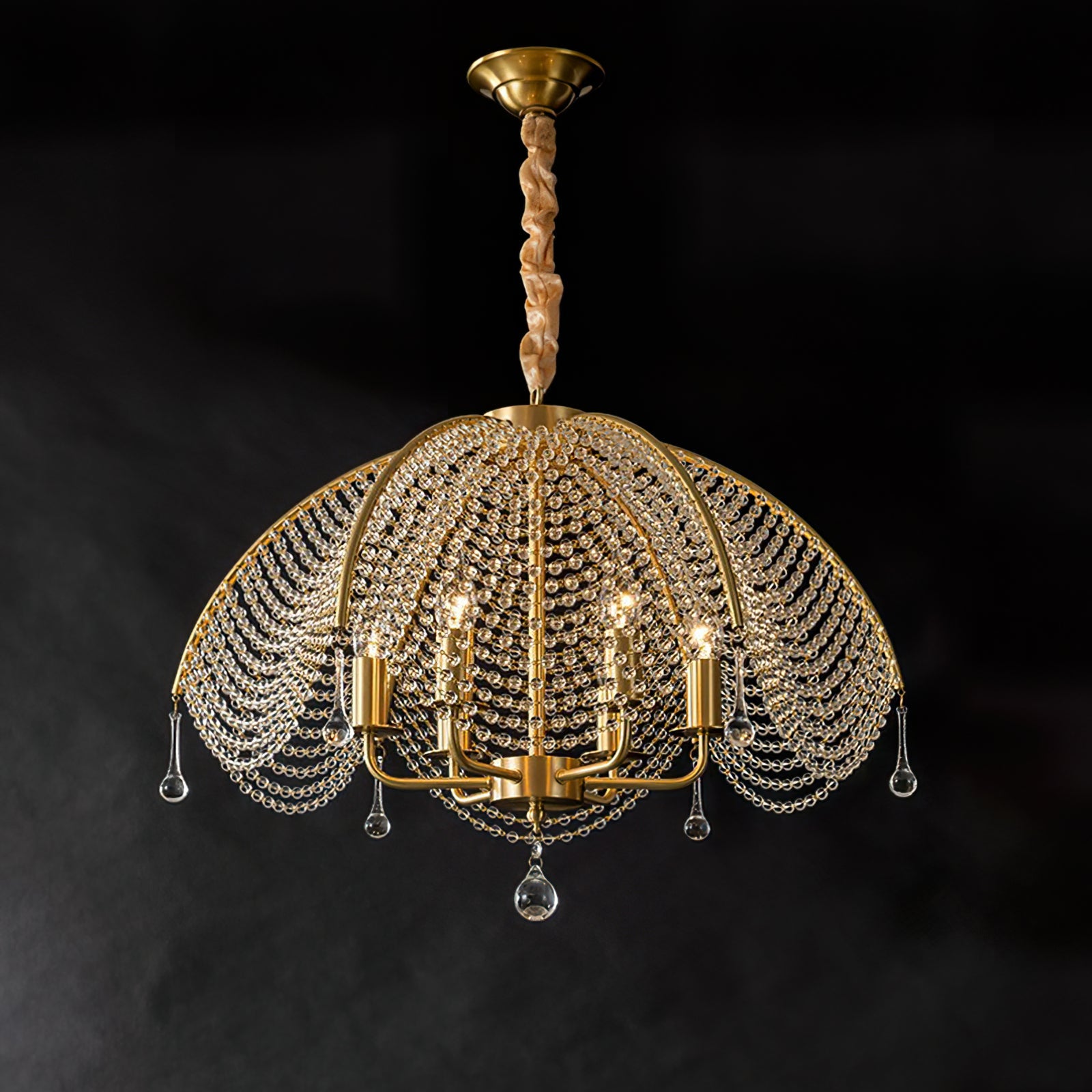 Neville Chandelier Brass Crystal Beads For Luxury Dining - Letslighting
