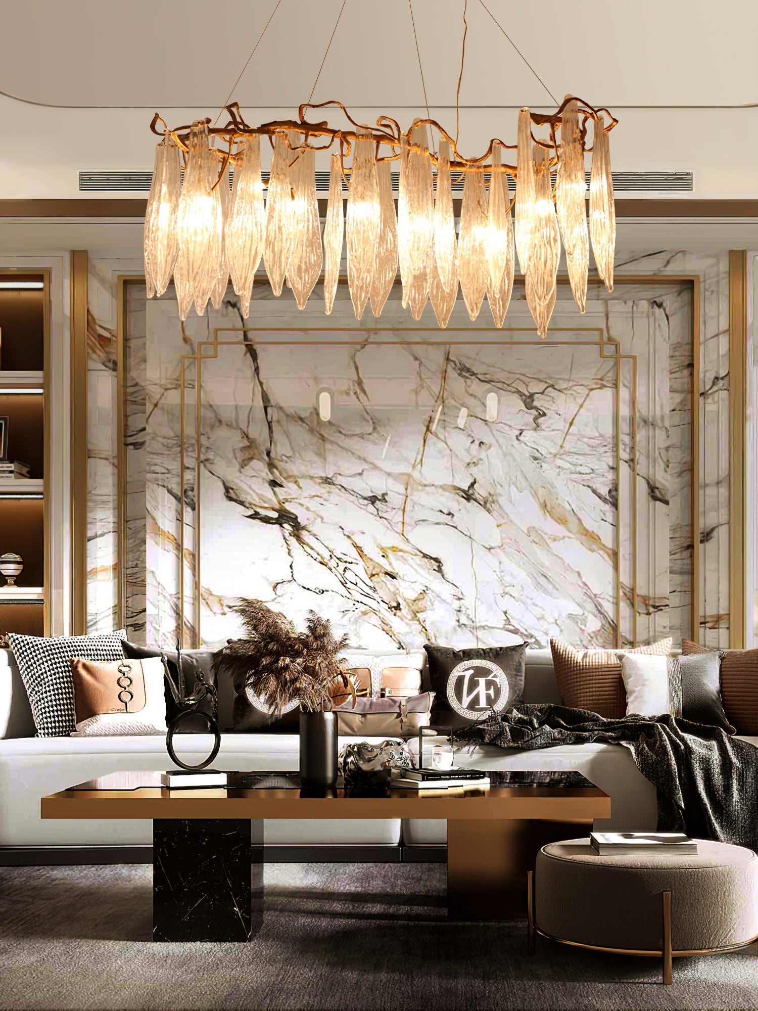 Niagara Chandelier Glass Elements With Gold Frame - Letslighting