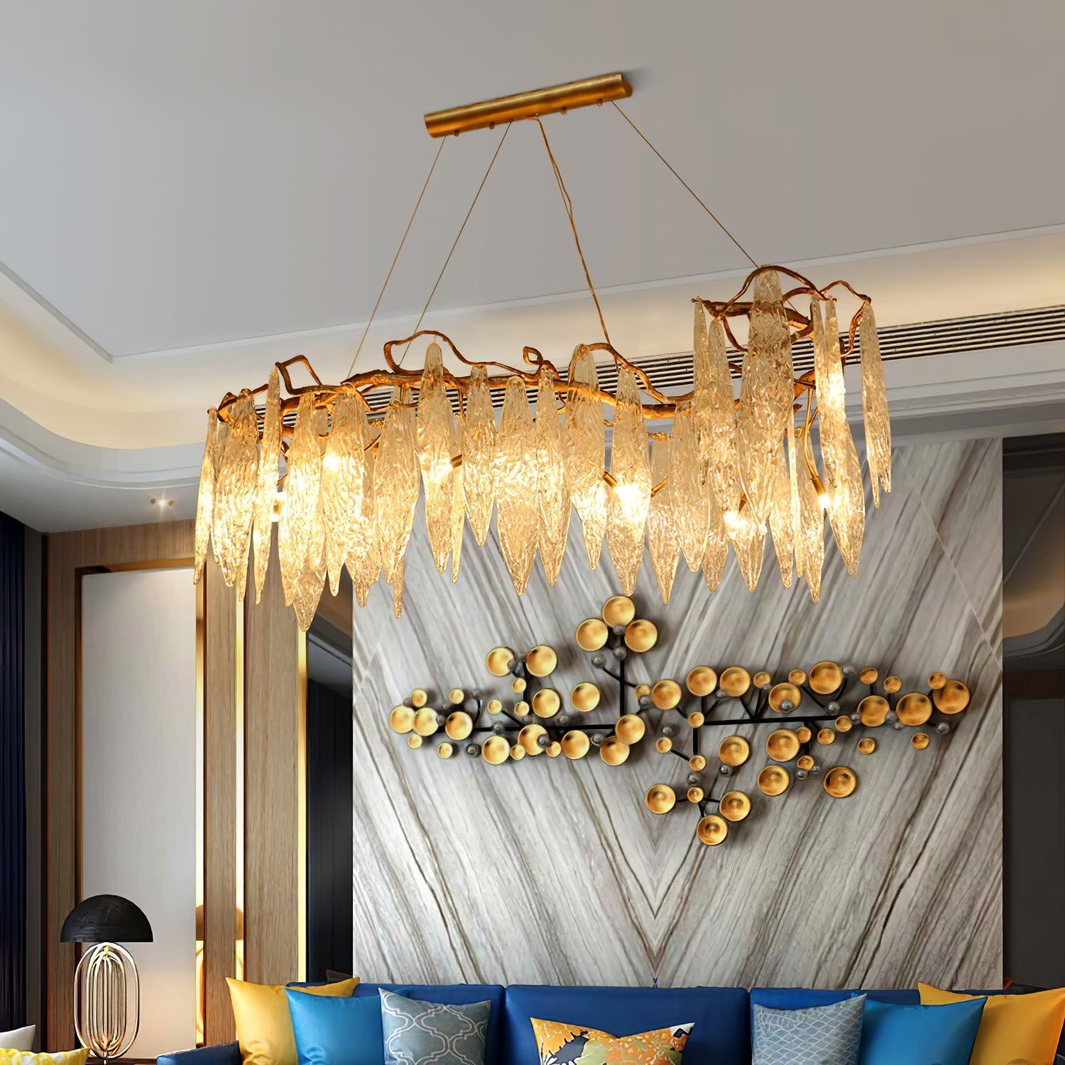 Niagara Chandelier Glass Elements With Gold Frame - Letslighting