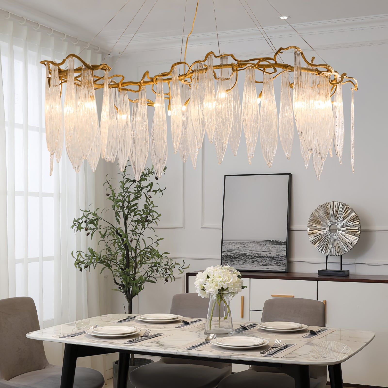 Niagara Chandelier Glass Elements With Gold Frame - Letslighting