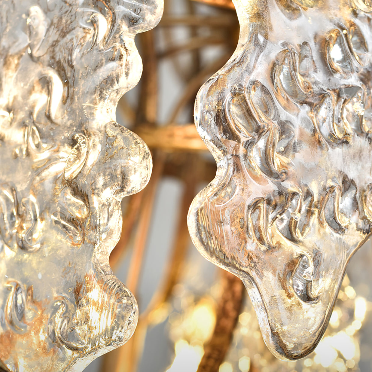 Niagara Chandelier Round Brass Frame With Glass Drops Foyers - Letslighting