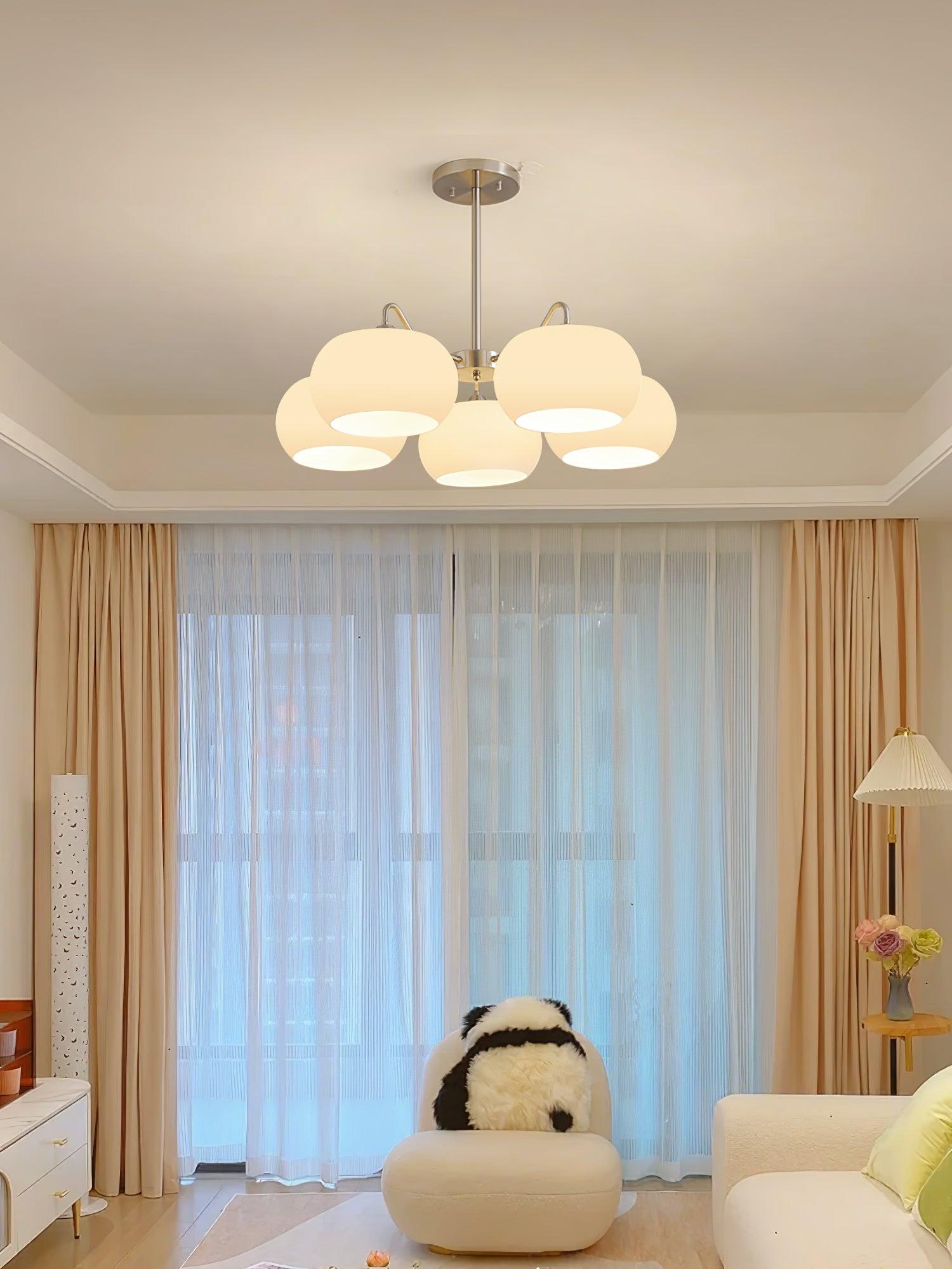 Aurora Chandelier White Glass Persimmon Shape - Letslighting