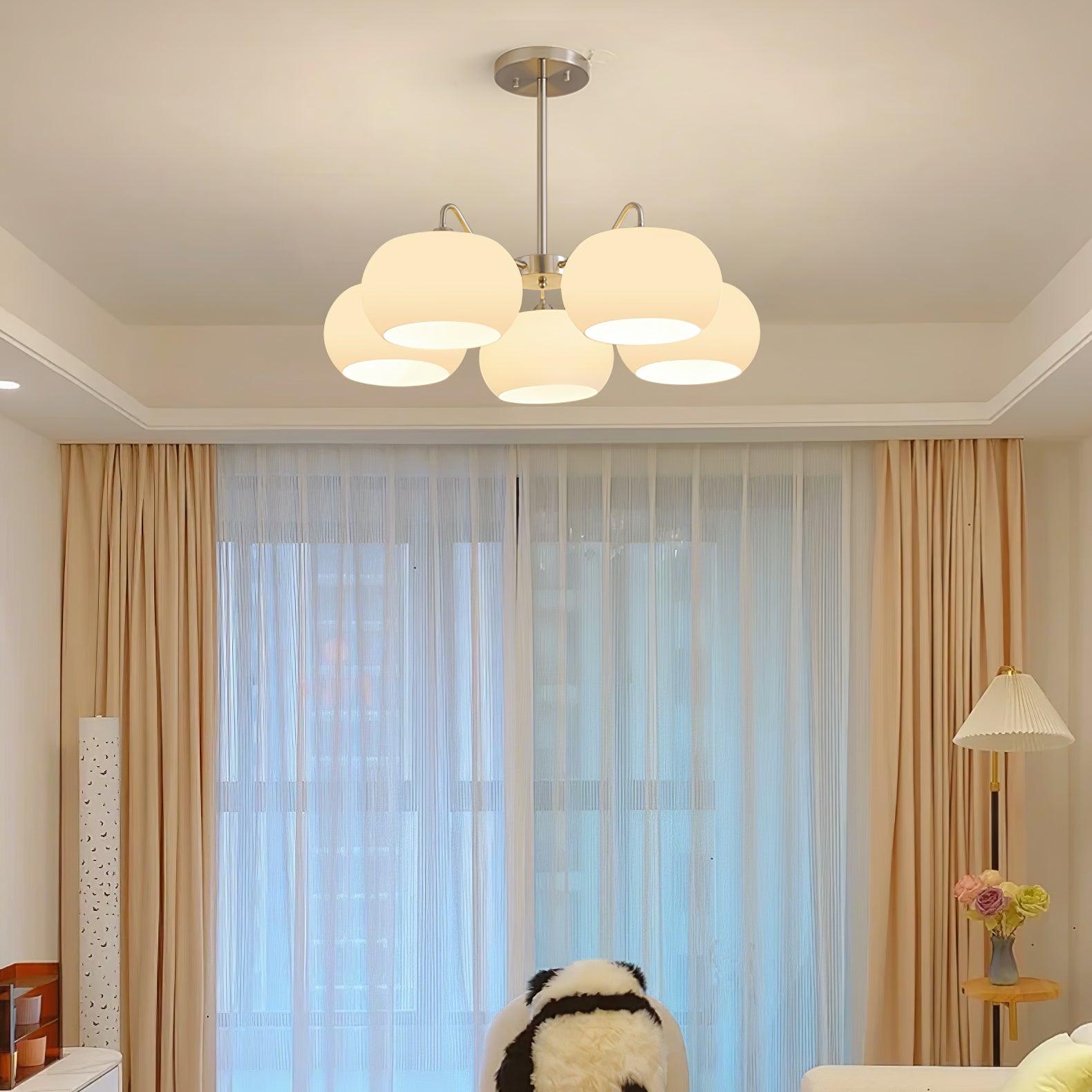 Aurora Chandelier White Glass Persimmon Shape - Letslighting