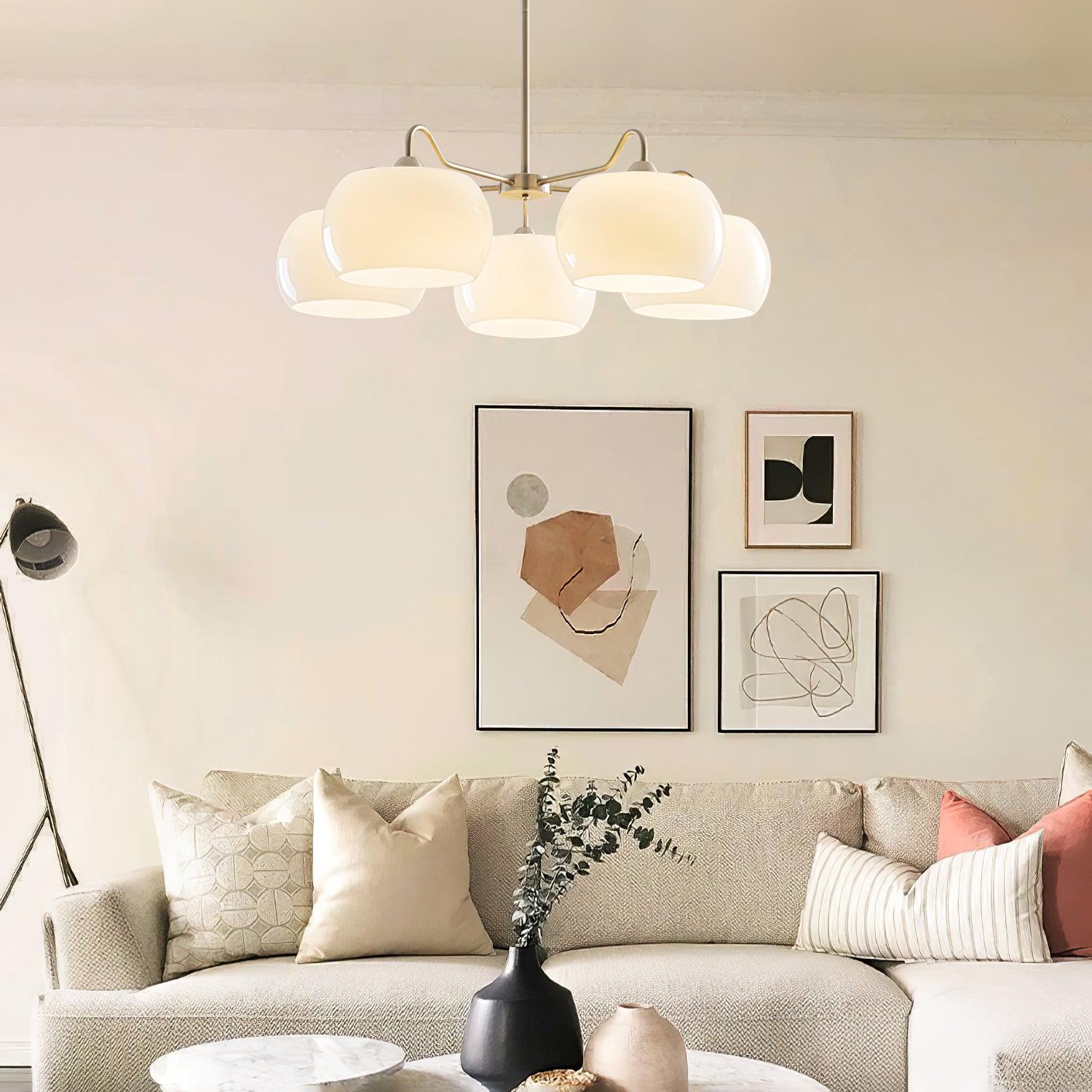 Aurora Chandelier White Glass Persimmon Shape - Letslighting