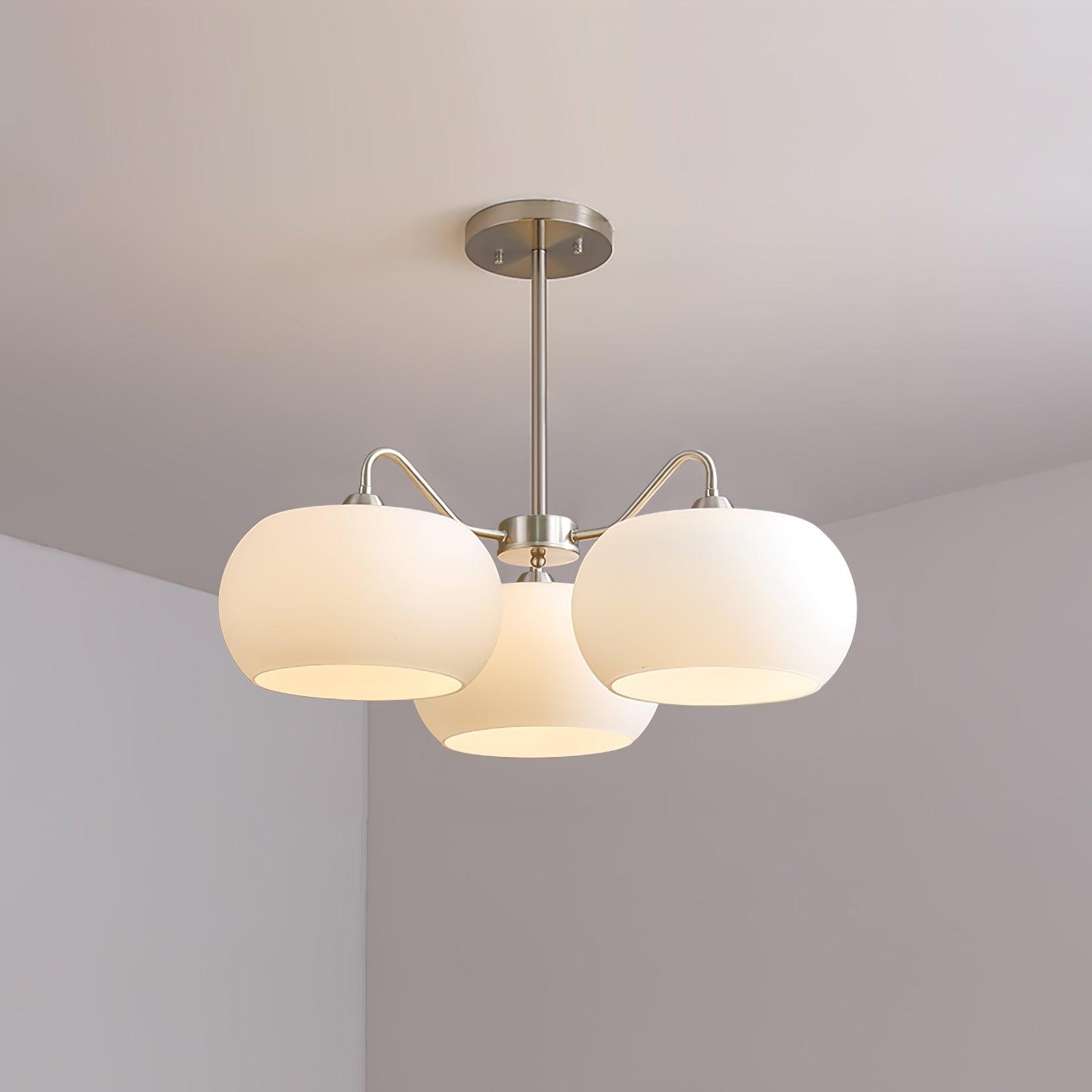 Aurora Chandelier White Glass Persimmon Shape - Letslighting