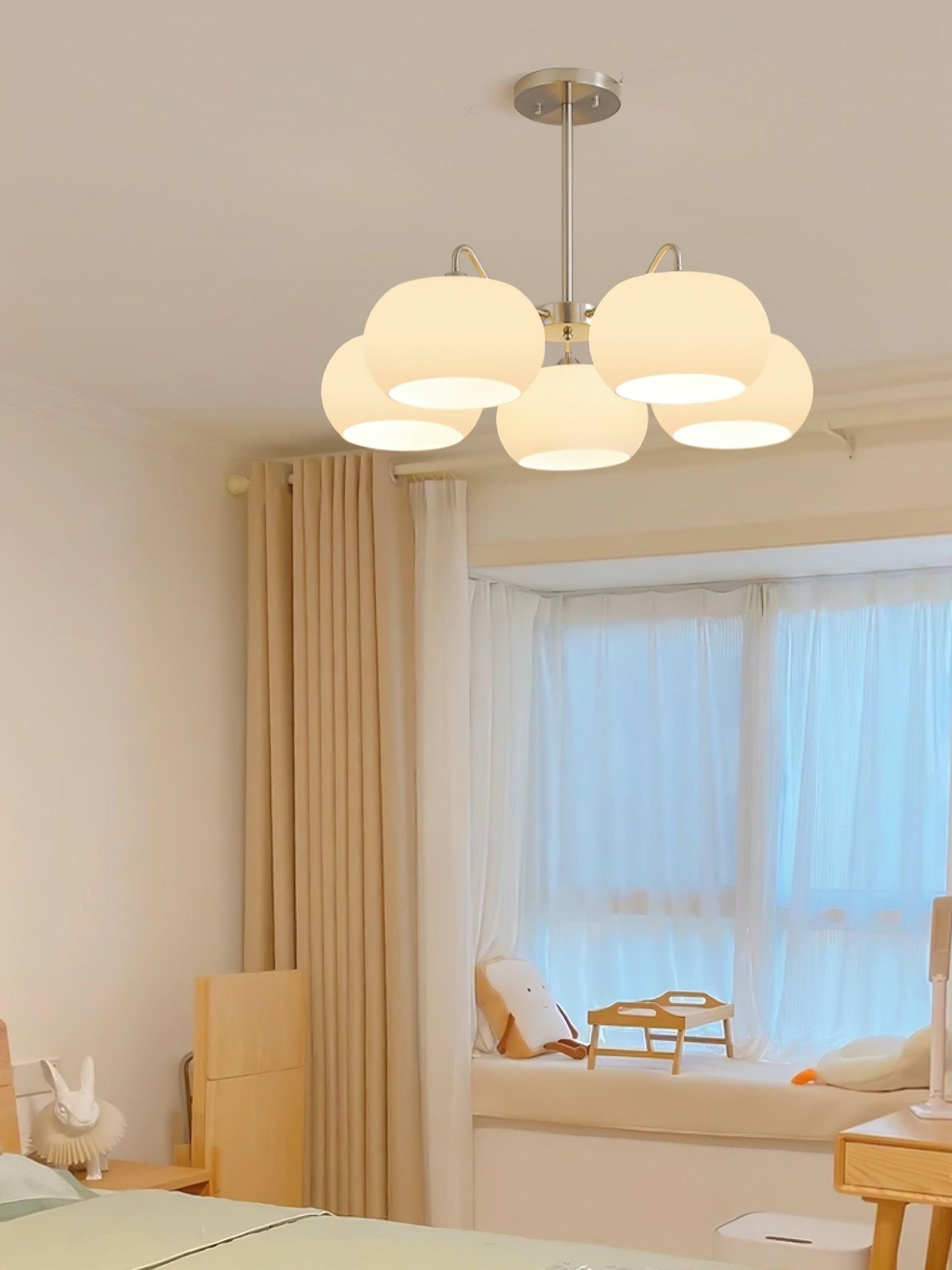 Aurora Chandelier White Glass Persimmon Shape - Letslighting