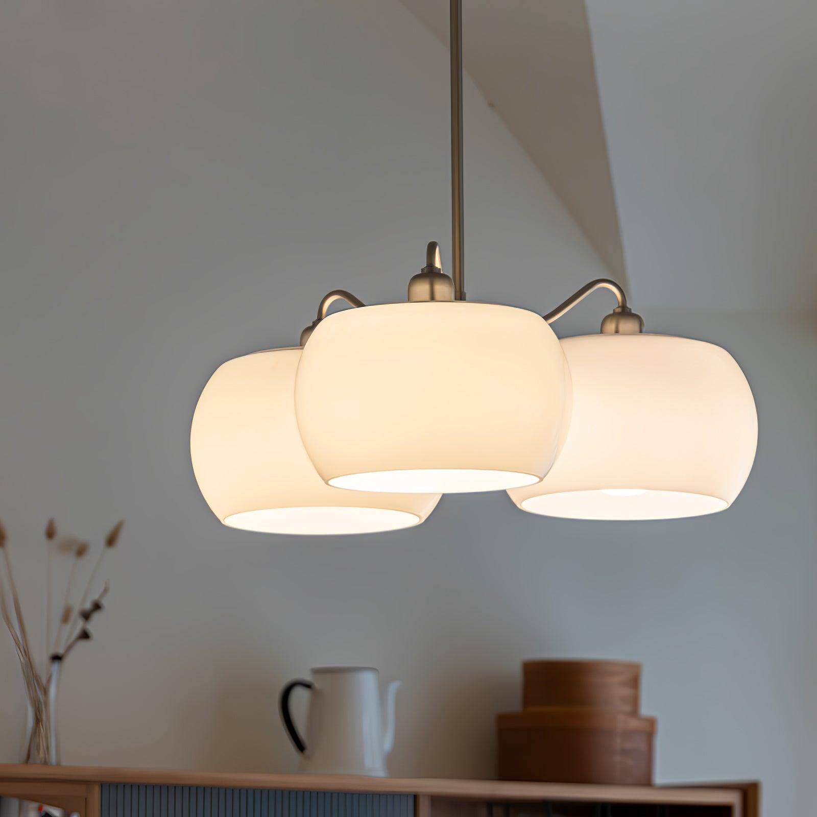 Aurora Chandelier White Glass Persimmon Shape - Letslighting