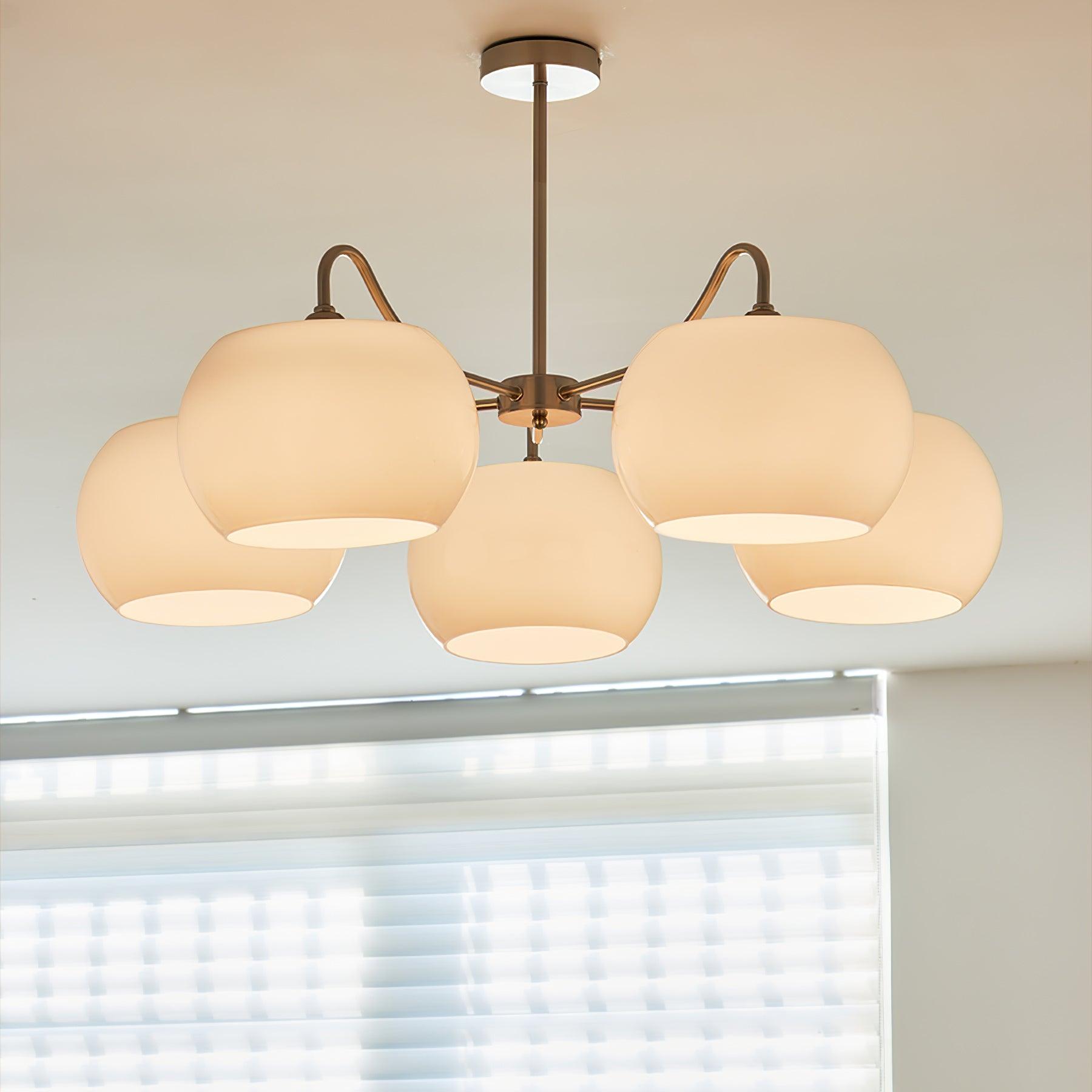 Aurora Chandelier White Glass Persimmon Shape - Letslighting