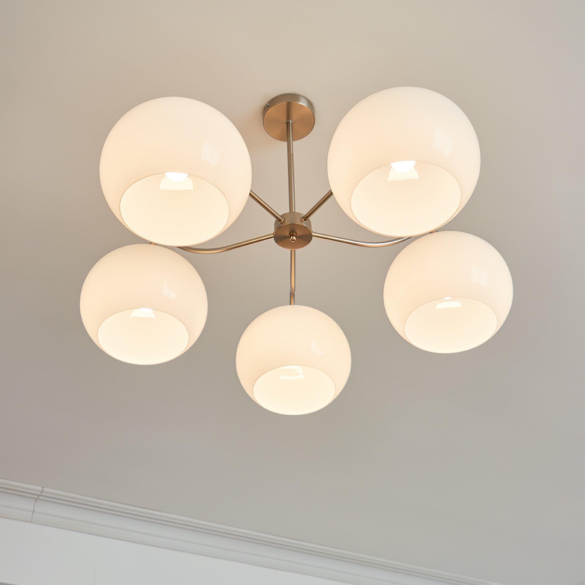 Aurora Chandelier White Glass Persimmon Shape - Letslighting