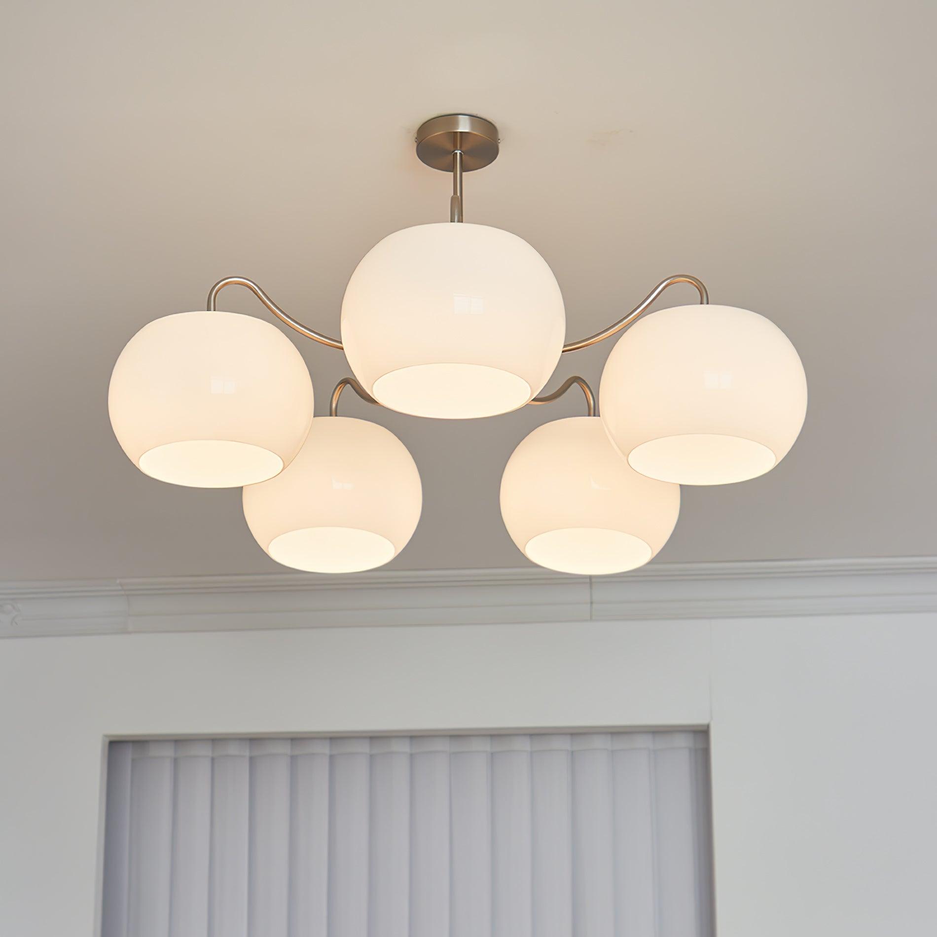 Aurora Chandelier White Glass Persimmon Shape - Letslighting