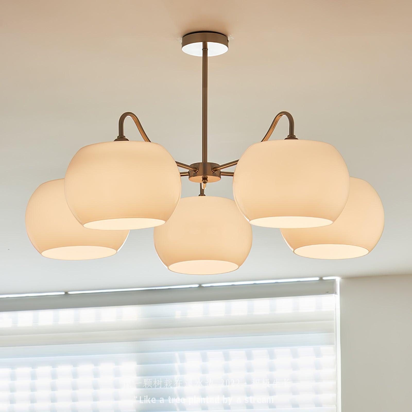Aurora Chandelier White Glass Persimmon Shape - Letslighting