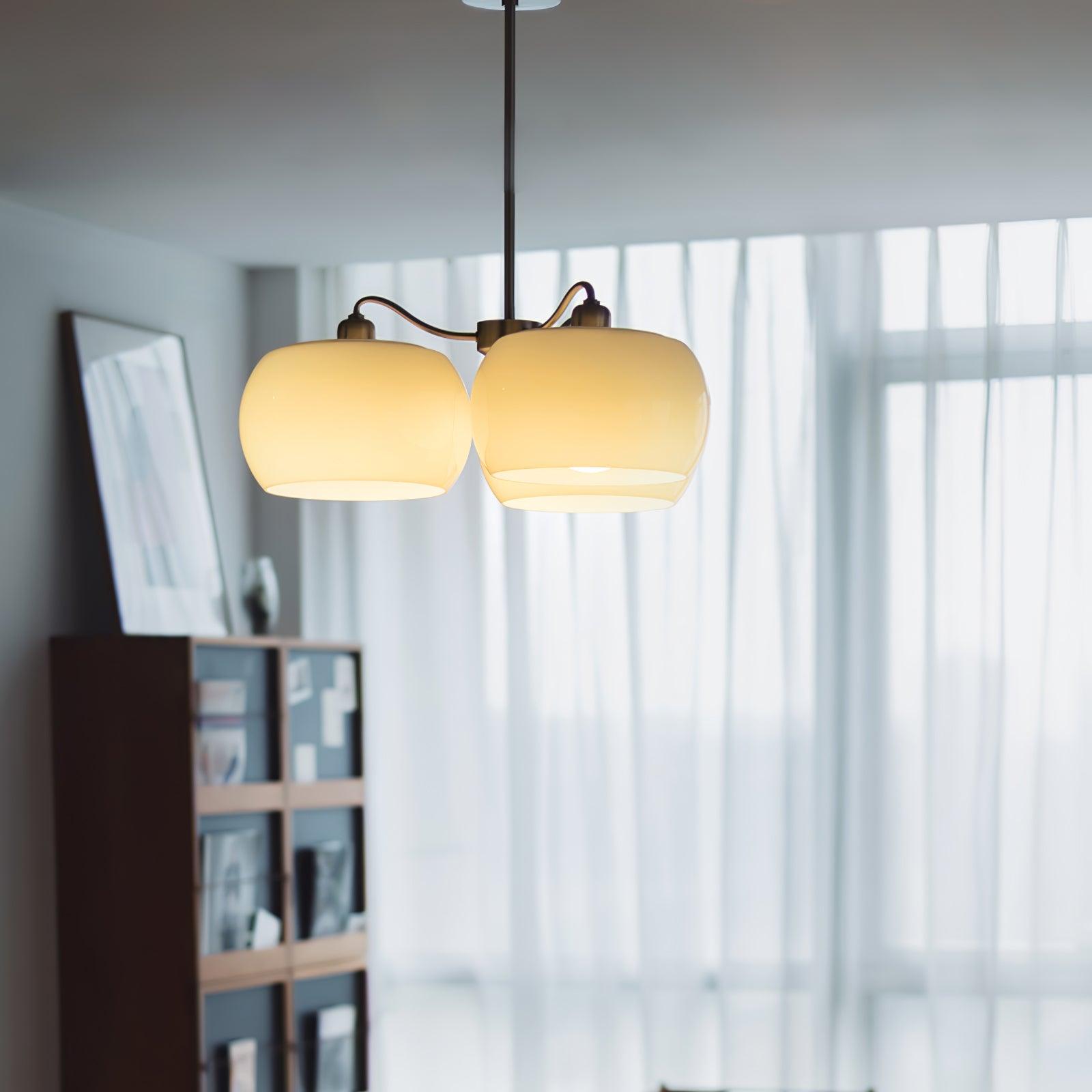 Aurora Chandelier White Glass Persimmon Shape - Letslighting